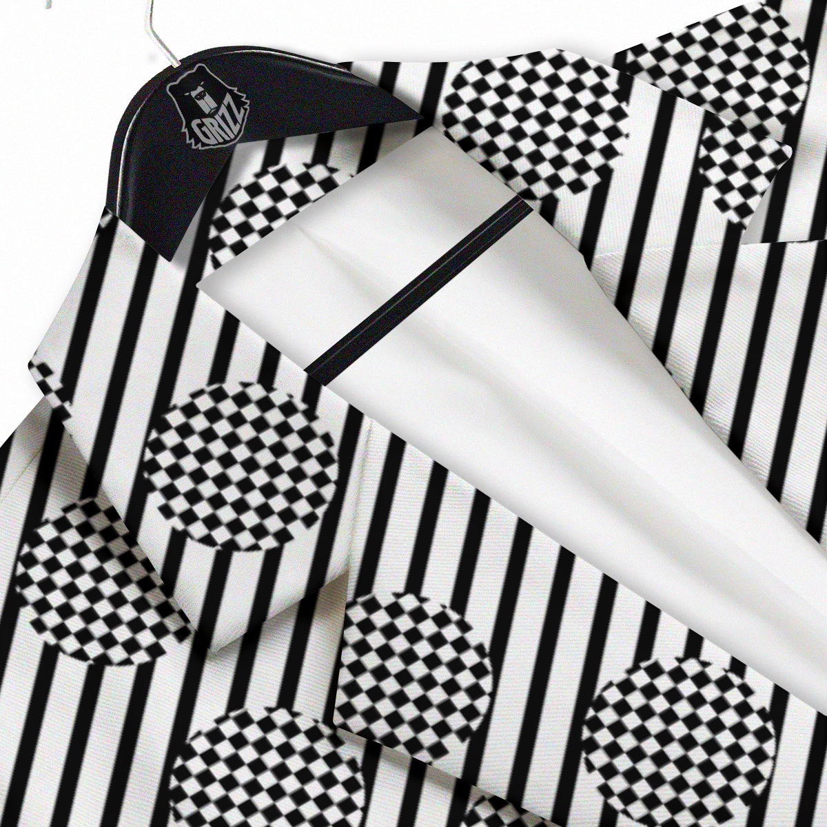 Stripes And Checkered Polka Dots Print Pattern Men's Sport Coat-grizzshop