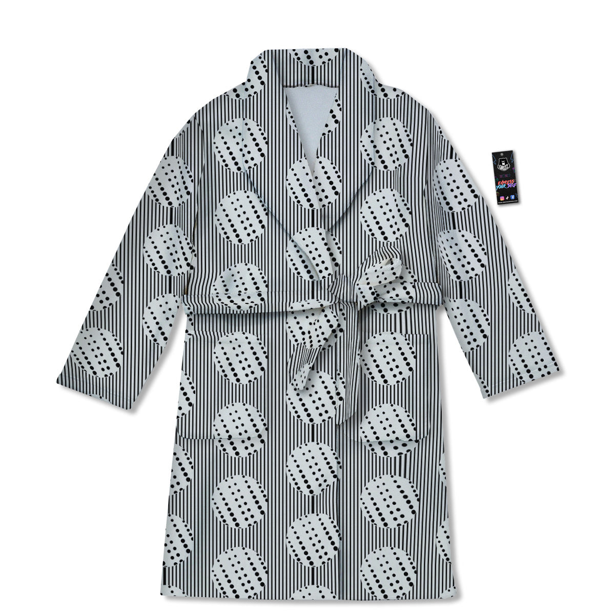 Stripes And Polka Dot Print Pattern Bathrobe-grizzshop