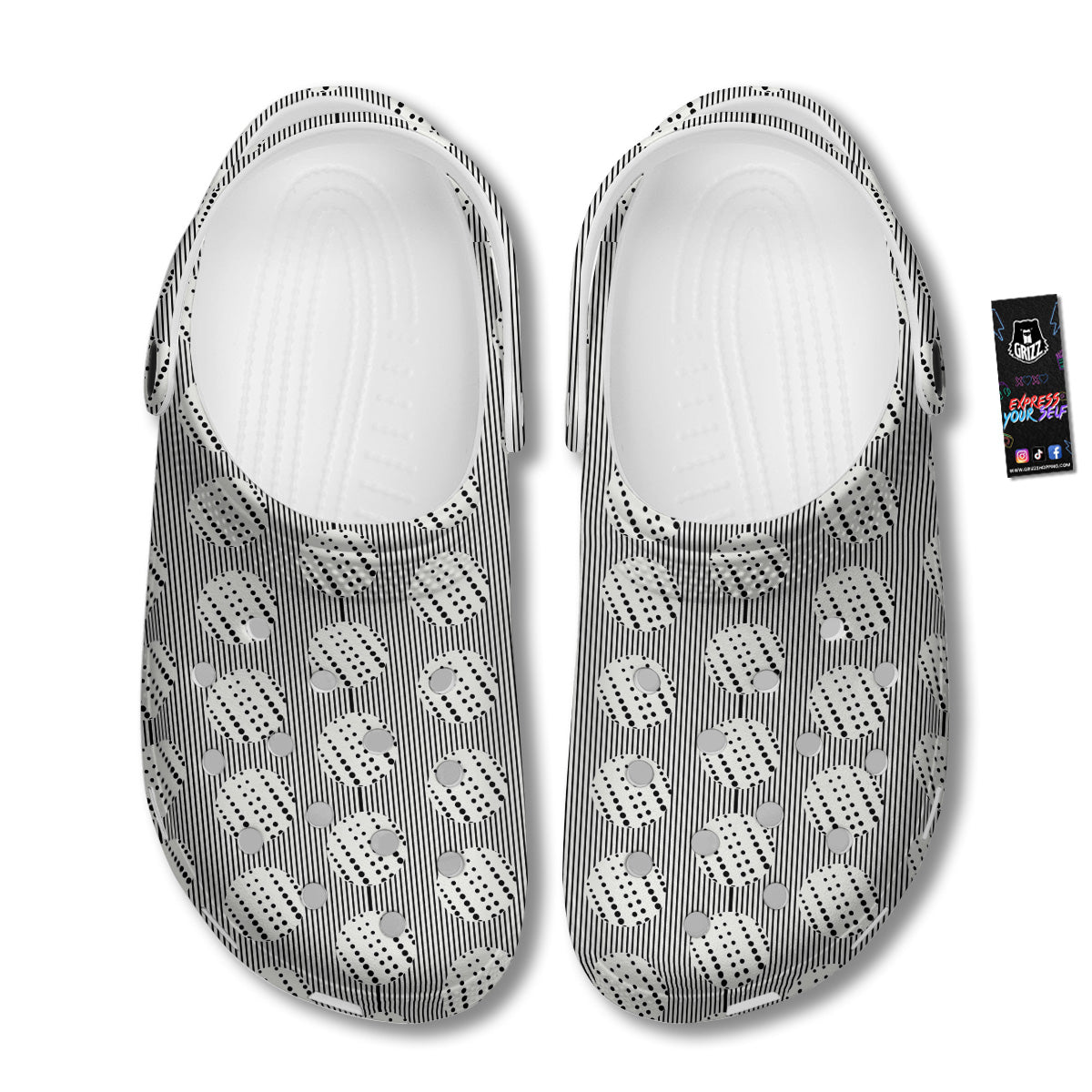 Stripes And Polka Dot Print Pattern Clog-grizzshop