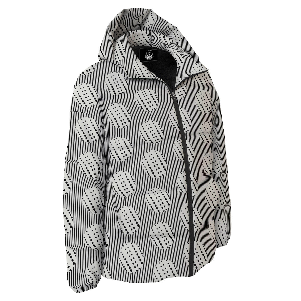 Stripes And Polka Dot Print Pattern Down Jacket-grizzshop