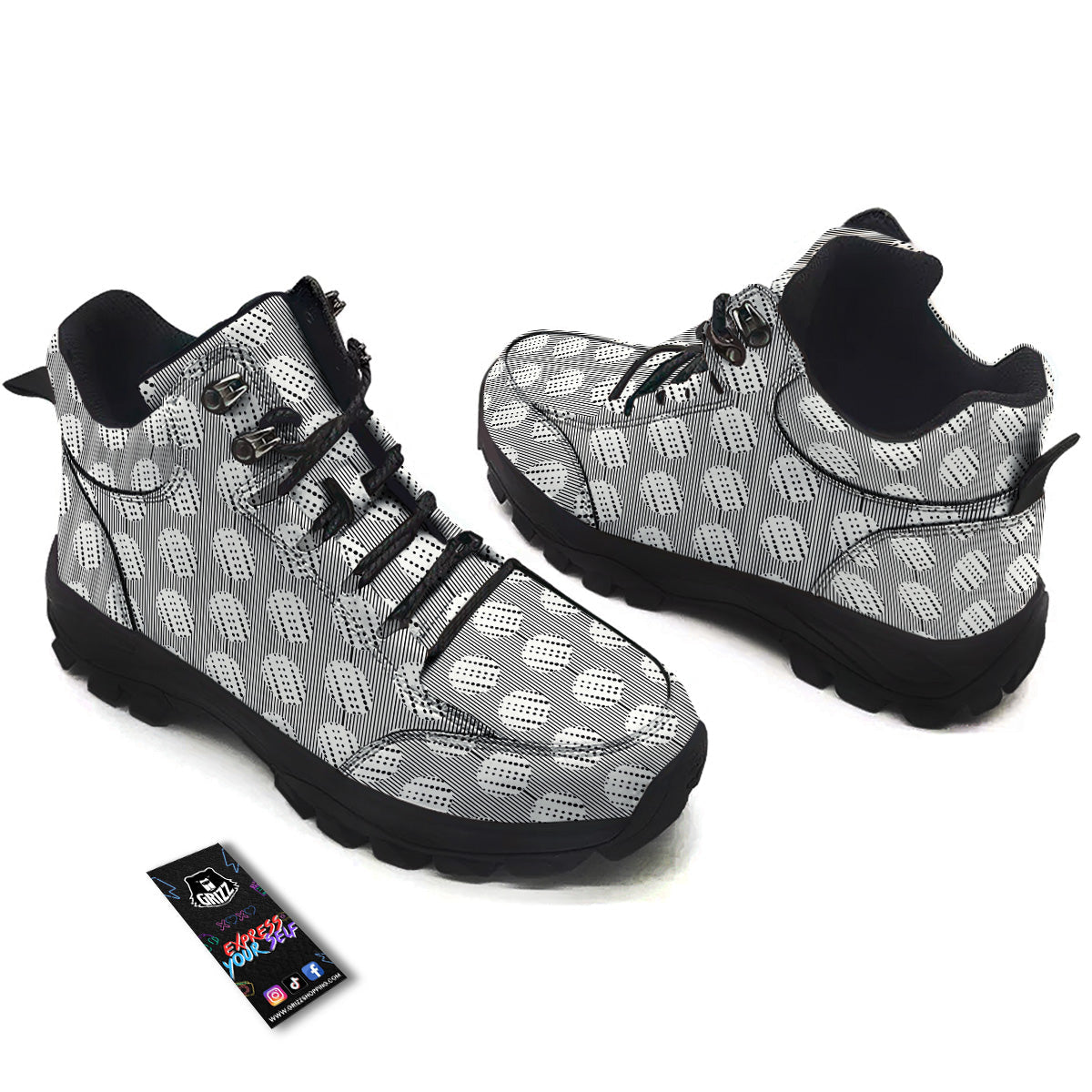 Stripes And Polka Dot Print Pattern Hiking Shoes-grizzshop