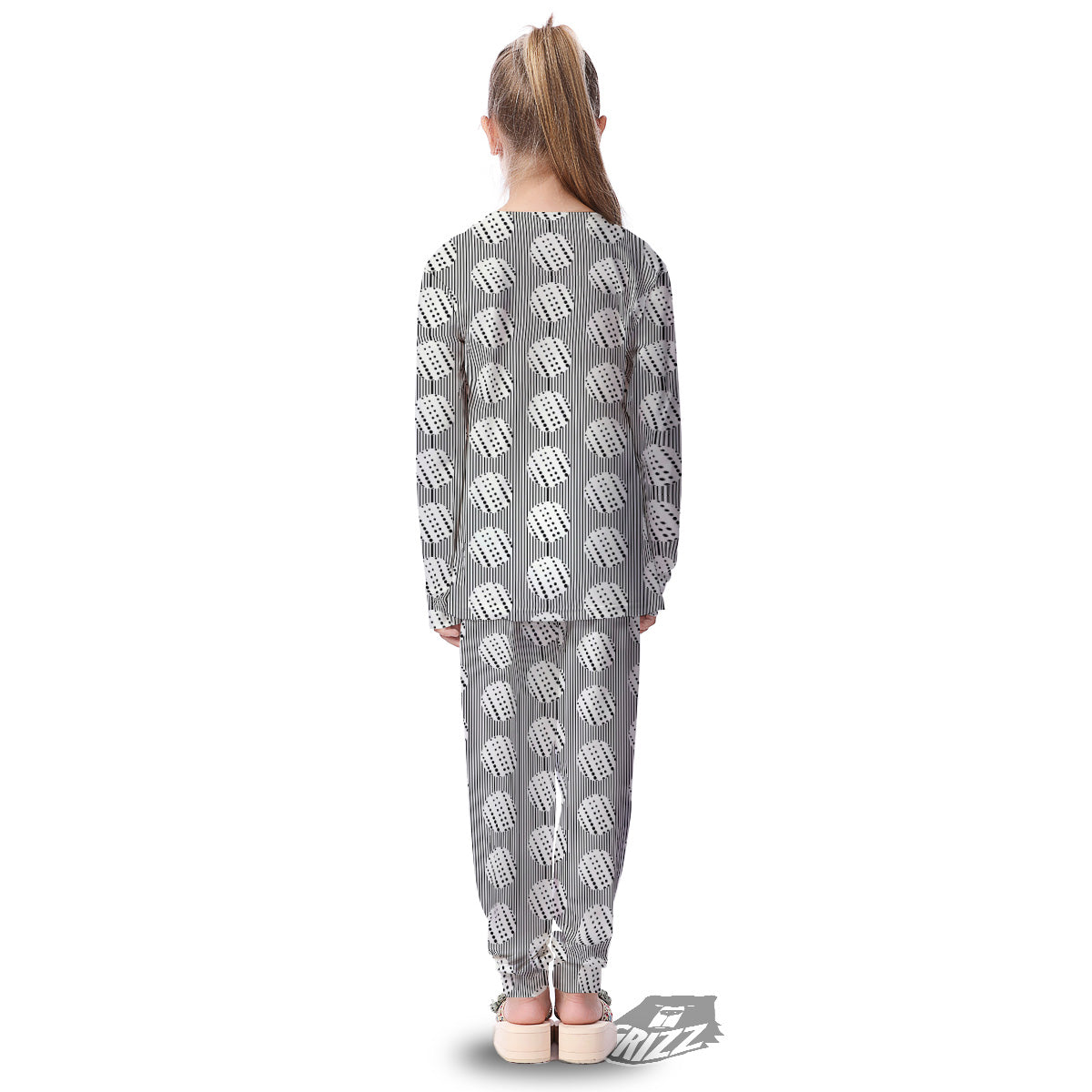 Stripes And Polka Dot Print Pattern Kid's Pajamas-grizzshop