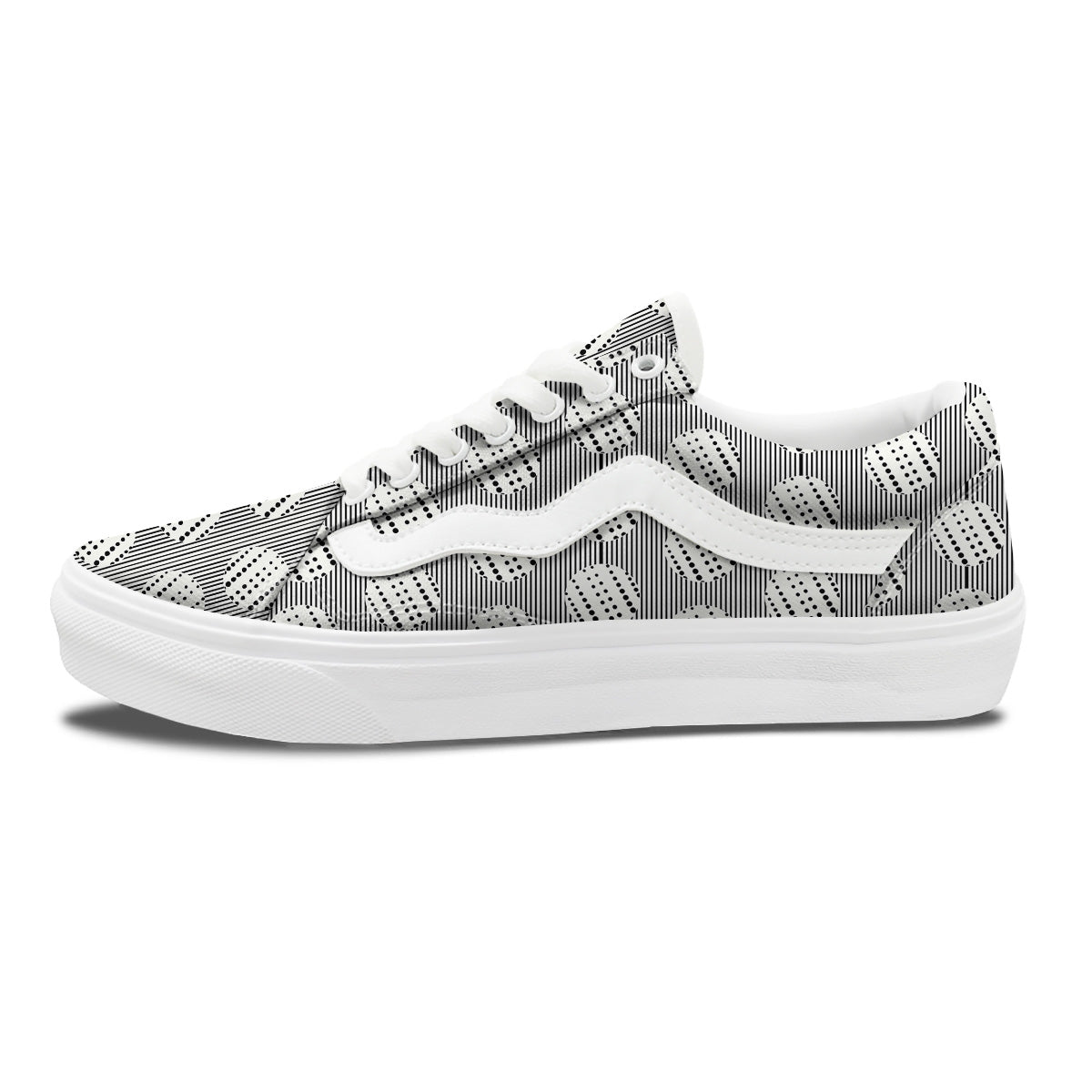 Stripes And Polka Dot Print Pattern Skate Shoes-grizzshop