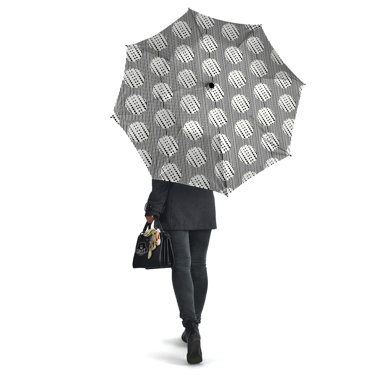 Stripes And Polka Dot Print Pattern Umbrella-grizzshop