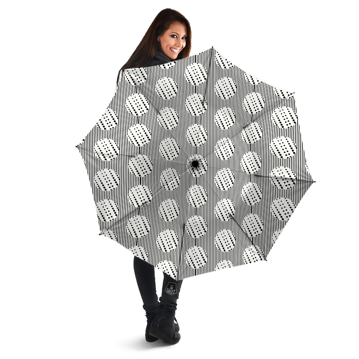 Stripes And Polka Dot Print Pattern Umbrella-grizzshop