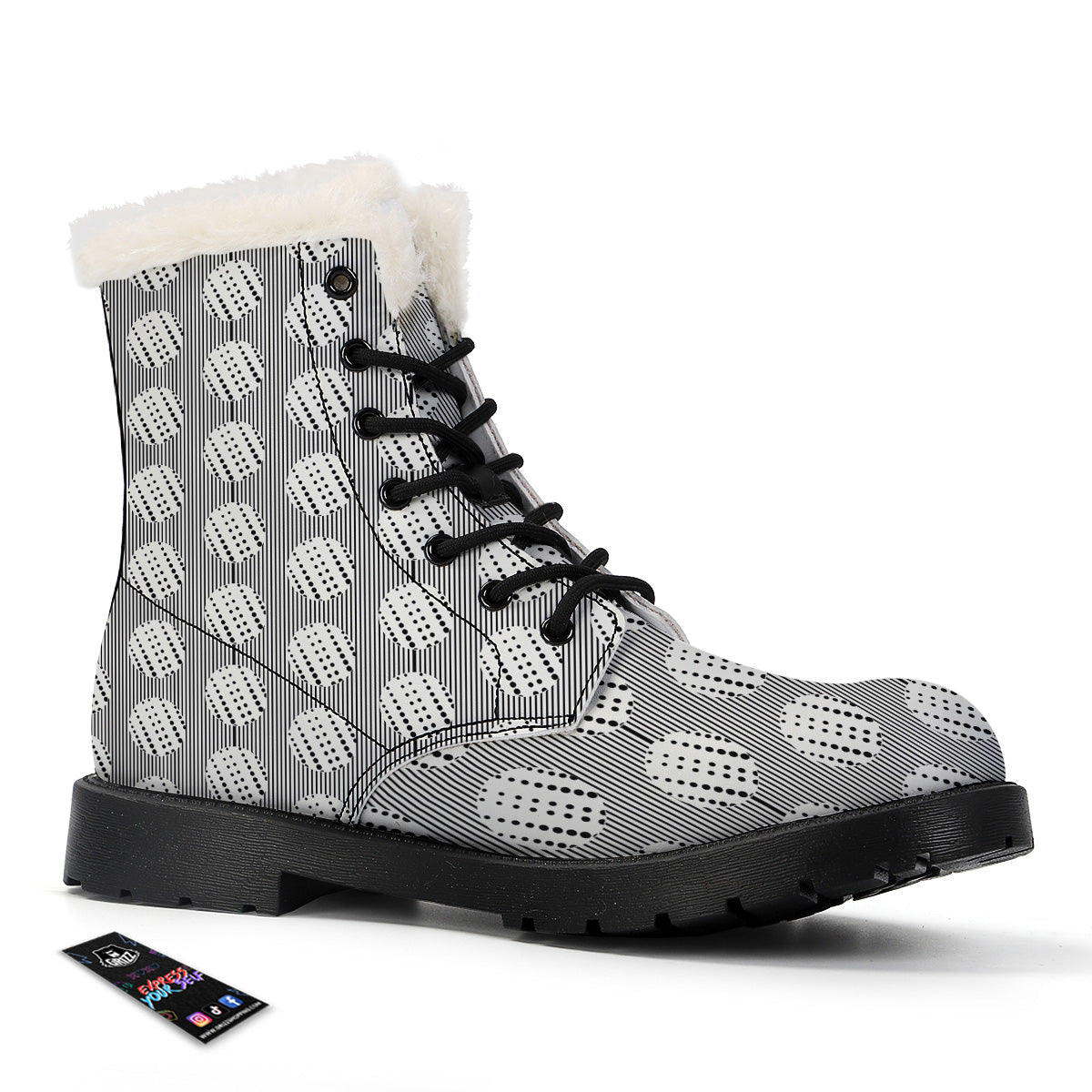 Stripes And Polka Dot Print Pattern Winter Boots-grizzshop