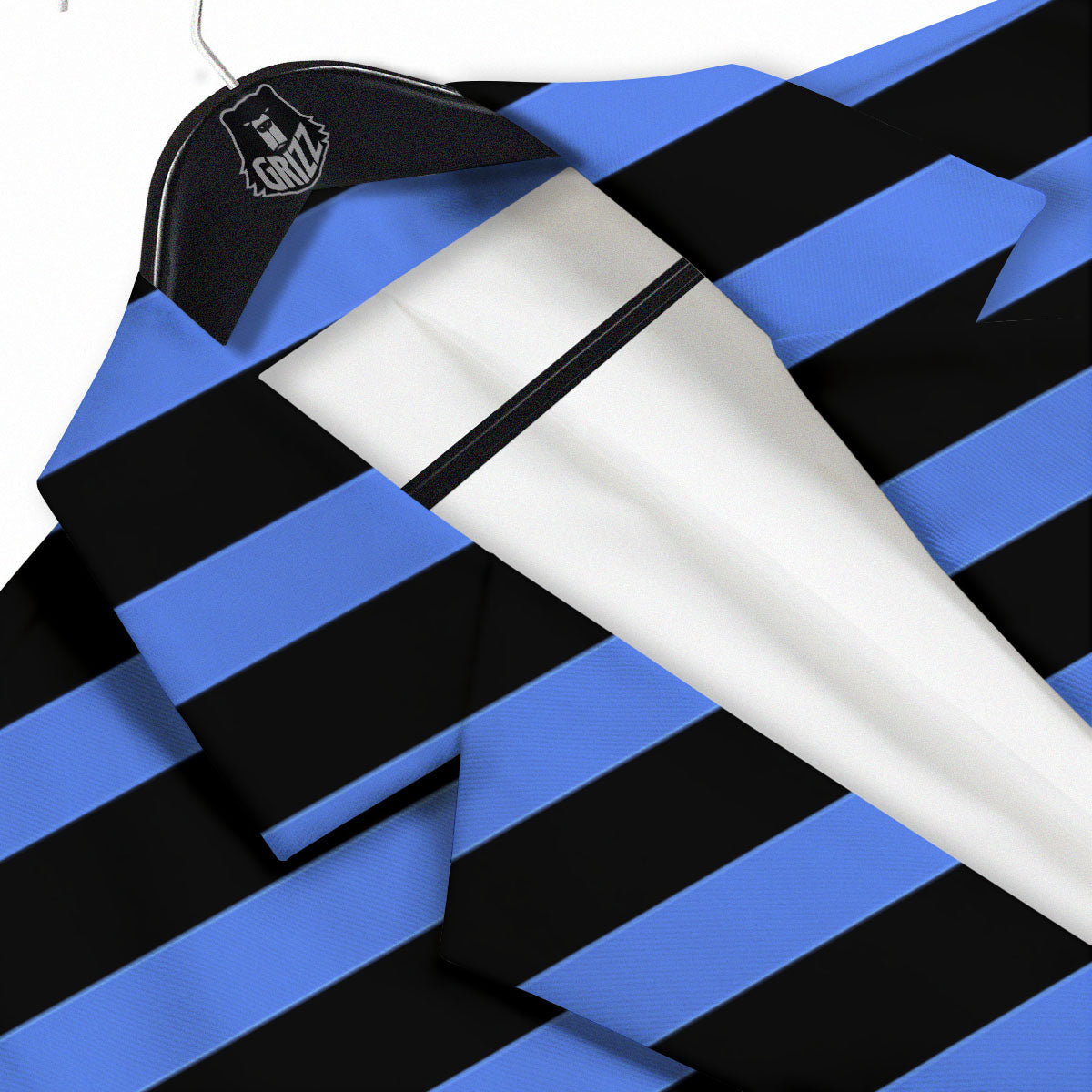 Stripes Black And Blue Print Pattern Men's Sport Coat-grizzshop