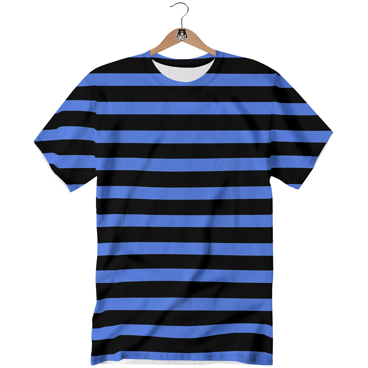 Stripes Black And Blue Print Pattern T-Shirt-grizzshop