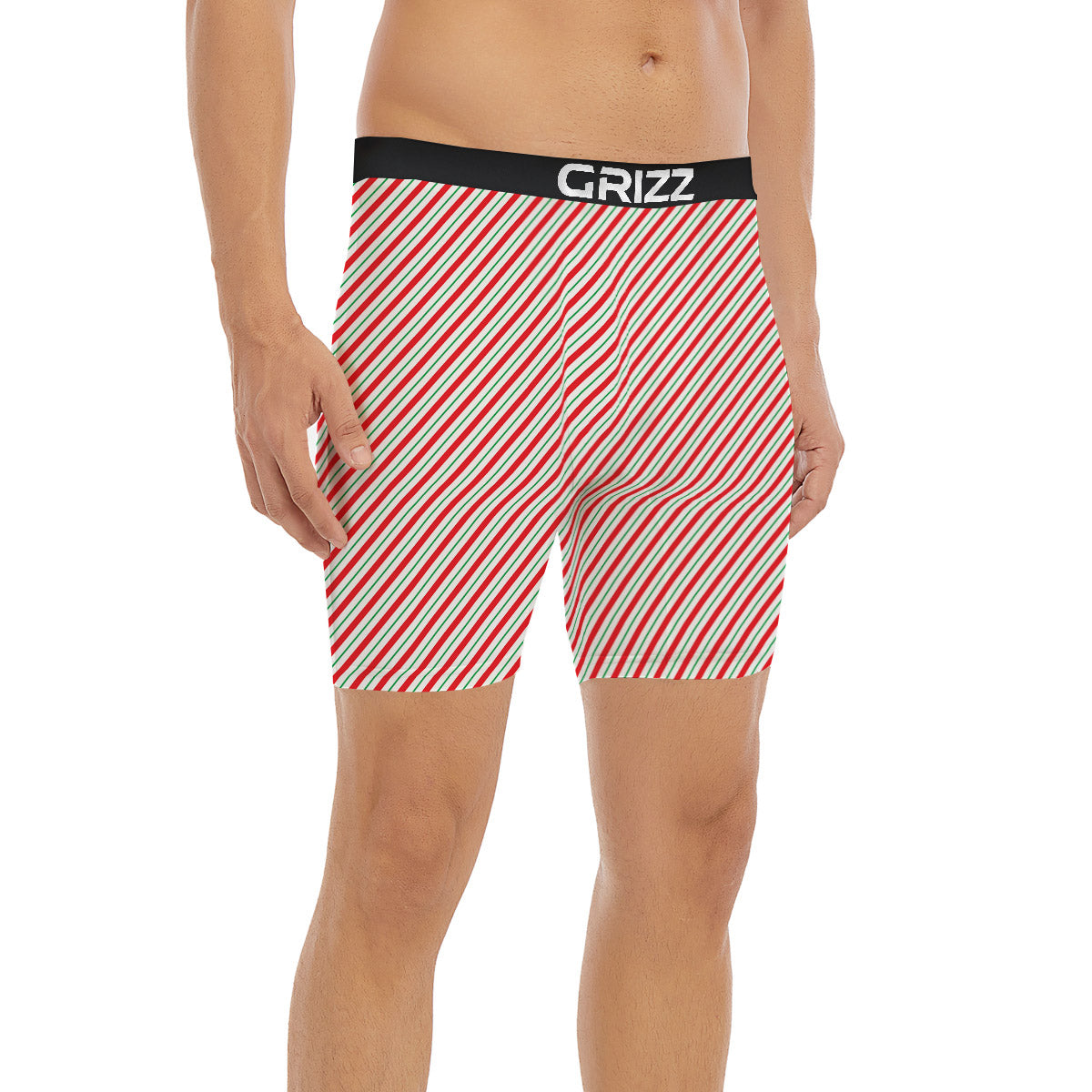Stripes Candy Cane Print Pattern Boxer Briefs-grizzshop