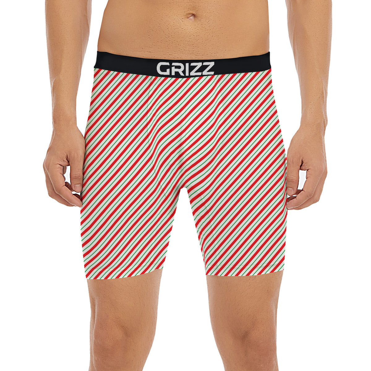 Stripes Candy Cane Print Pattern Boxer Briefs-grizzshop