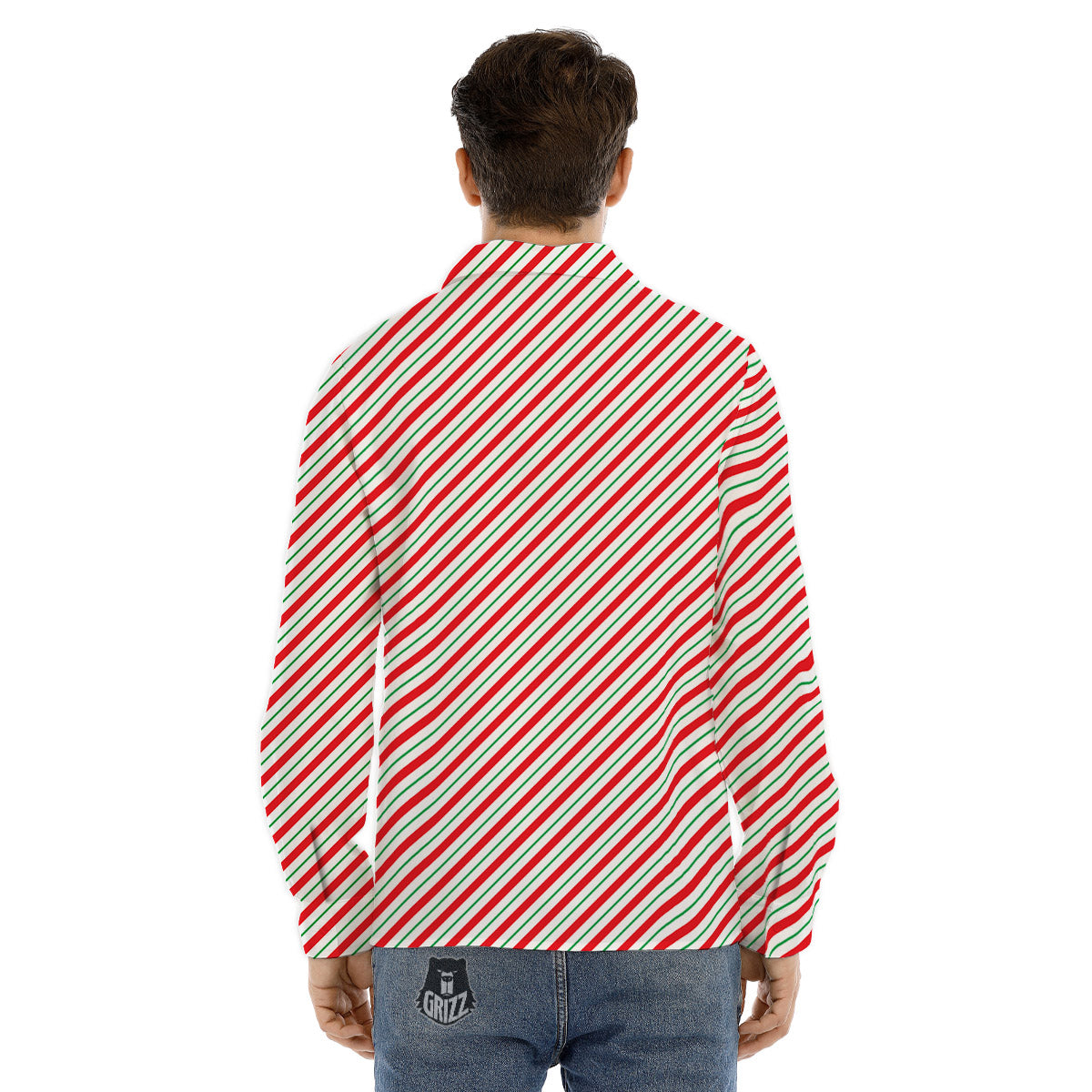 Stripes Candy Cane Print Pattern Men's Dress Shirts-grizzshop