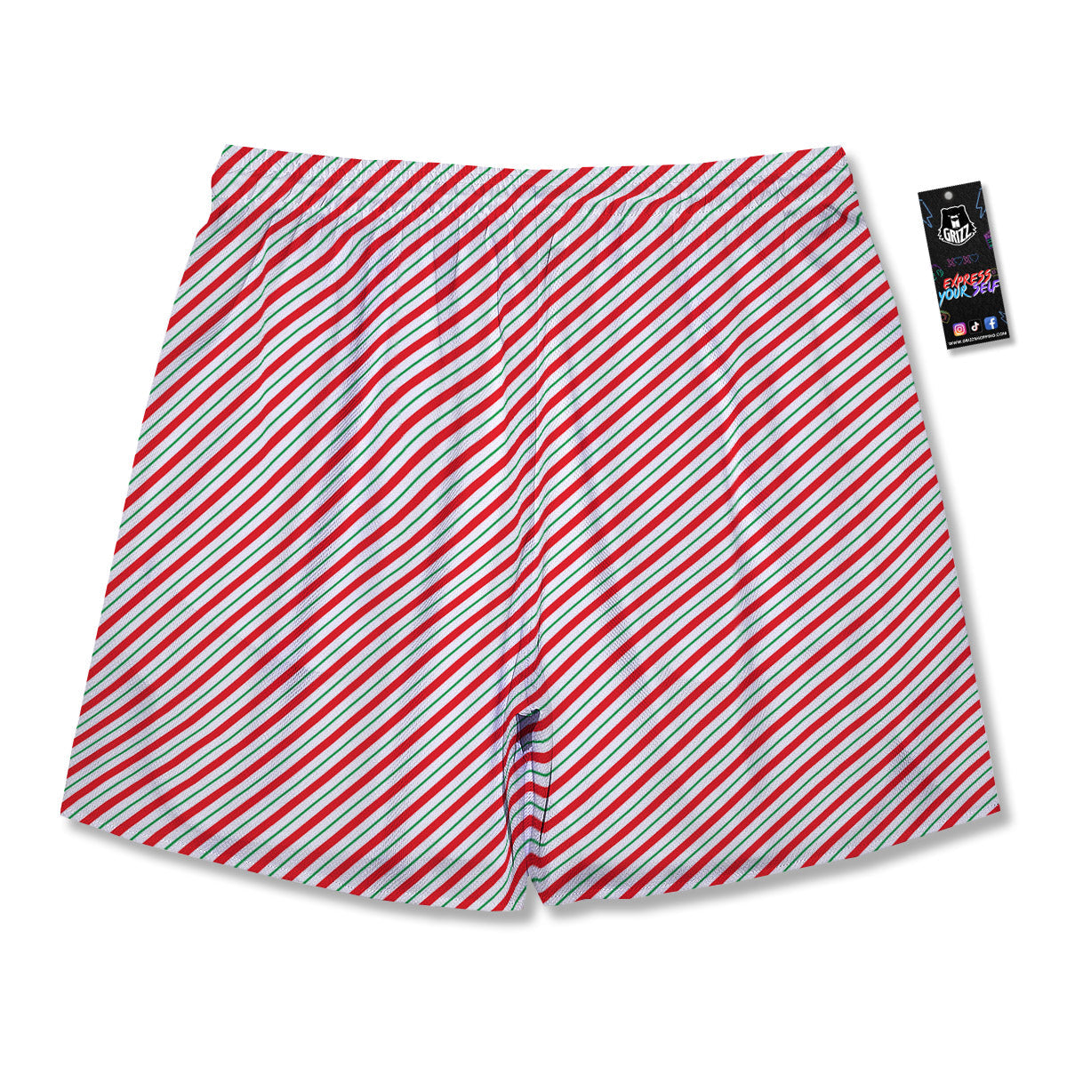 Stripes Candy Cane Print Pattern Men's Running Shorts-grizzshop