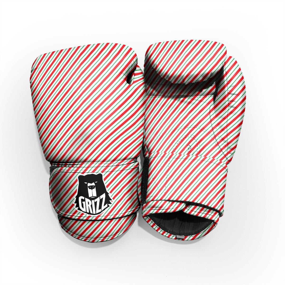 Stripes Candy Cane Print Pattern Sparring Gloves-grizzshop