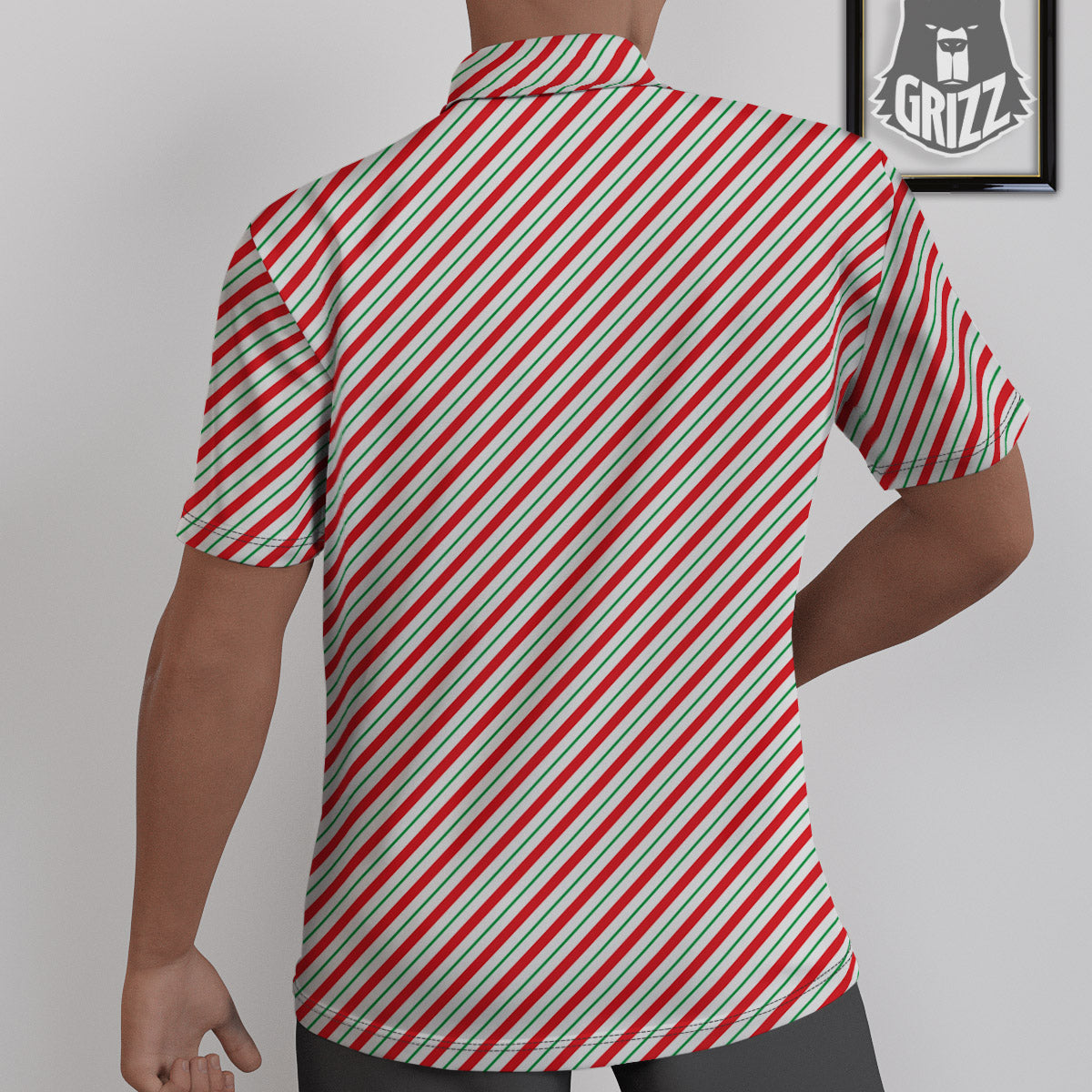 Stripes Candy Cane Print Pattern Untucked Shirts-grizzshop