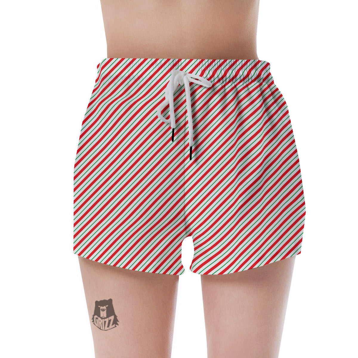Stripes Candy Cane Print Pattern Women's Shorts-grizzshop