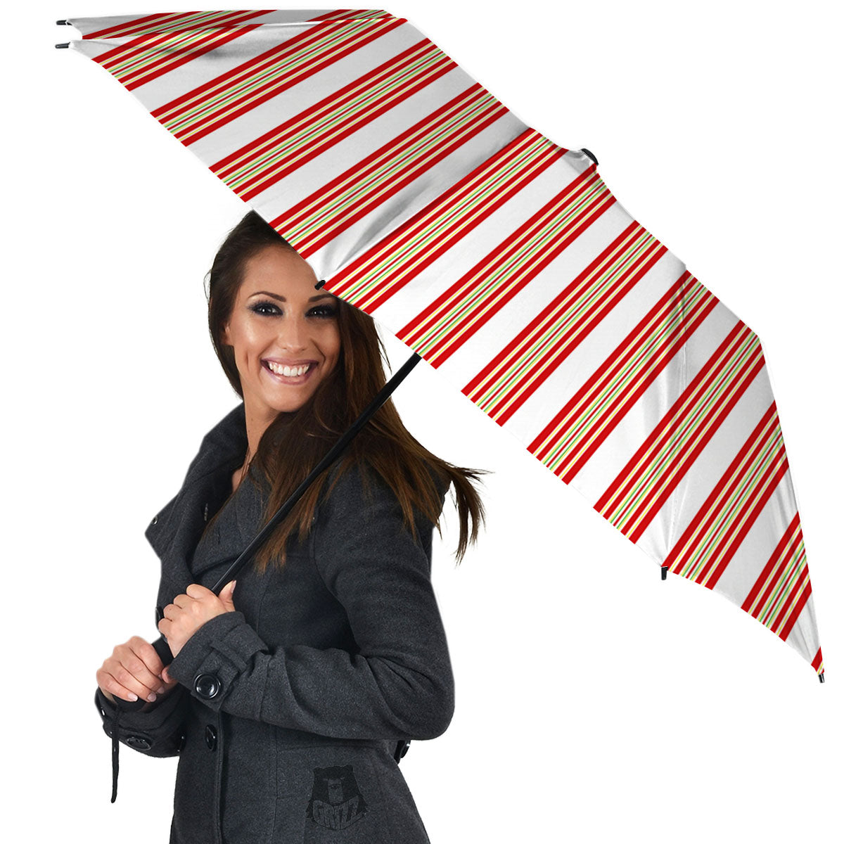Stripes Merry Christmas Print Pattern Umbrella-grizzshop