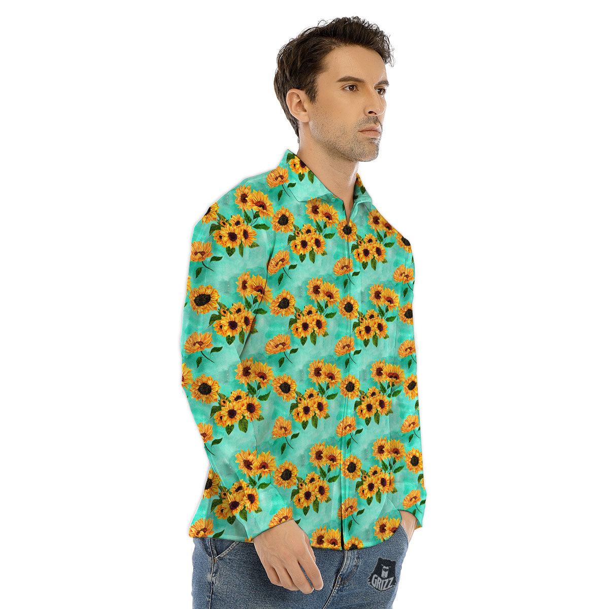 Stripes Peony And Roses Print Pattern Men's Dress Shirts-grizzshop