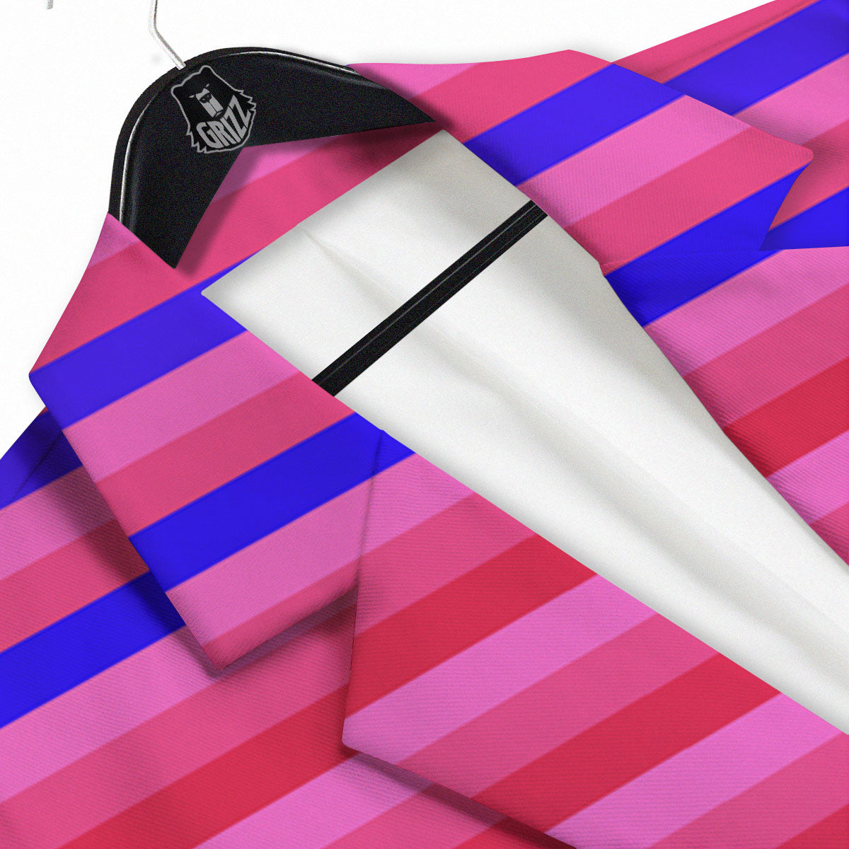 Stripes Pink Red And Blue Print Men's Sport Coat-grizzshop