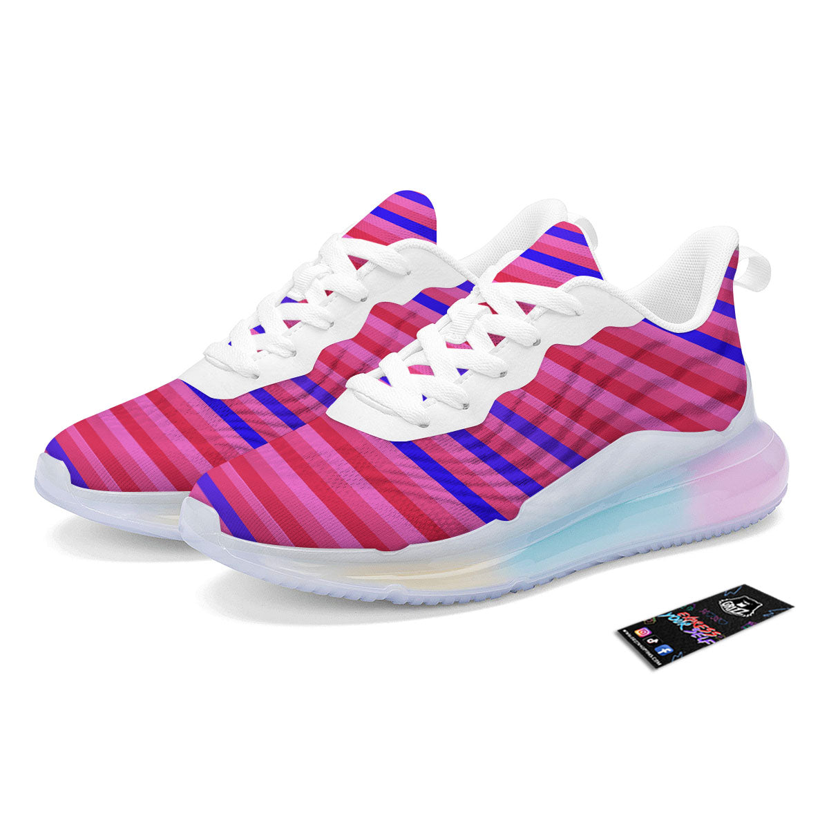 Stripes Pink Red And Blue Print Running Sneakers-grizzshop