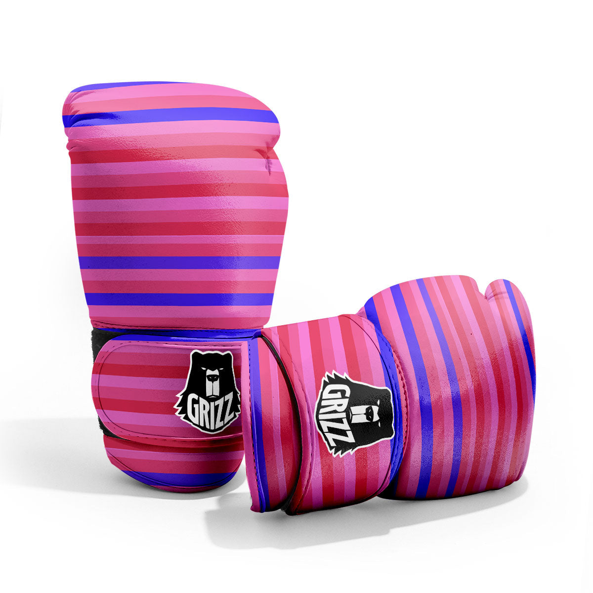 Stripes Pink Red And Blue Print Pro Boxing Glove
