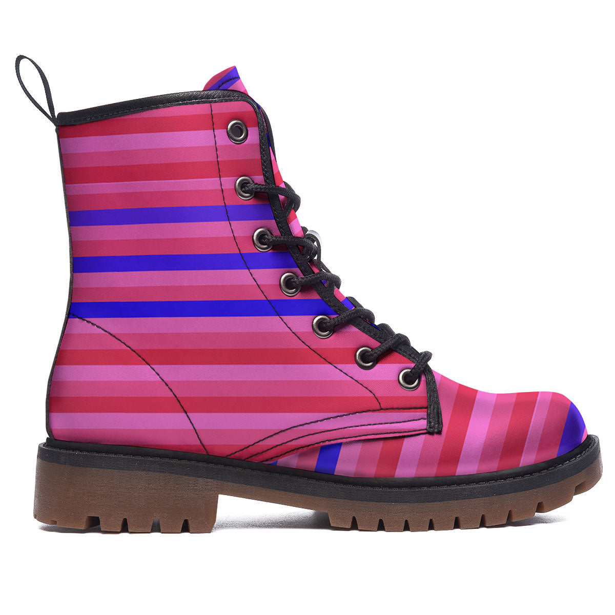 Stripes Pink Red And Blue Print Work Boots-grizzshop