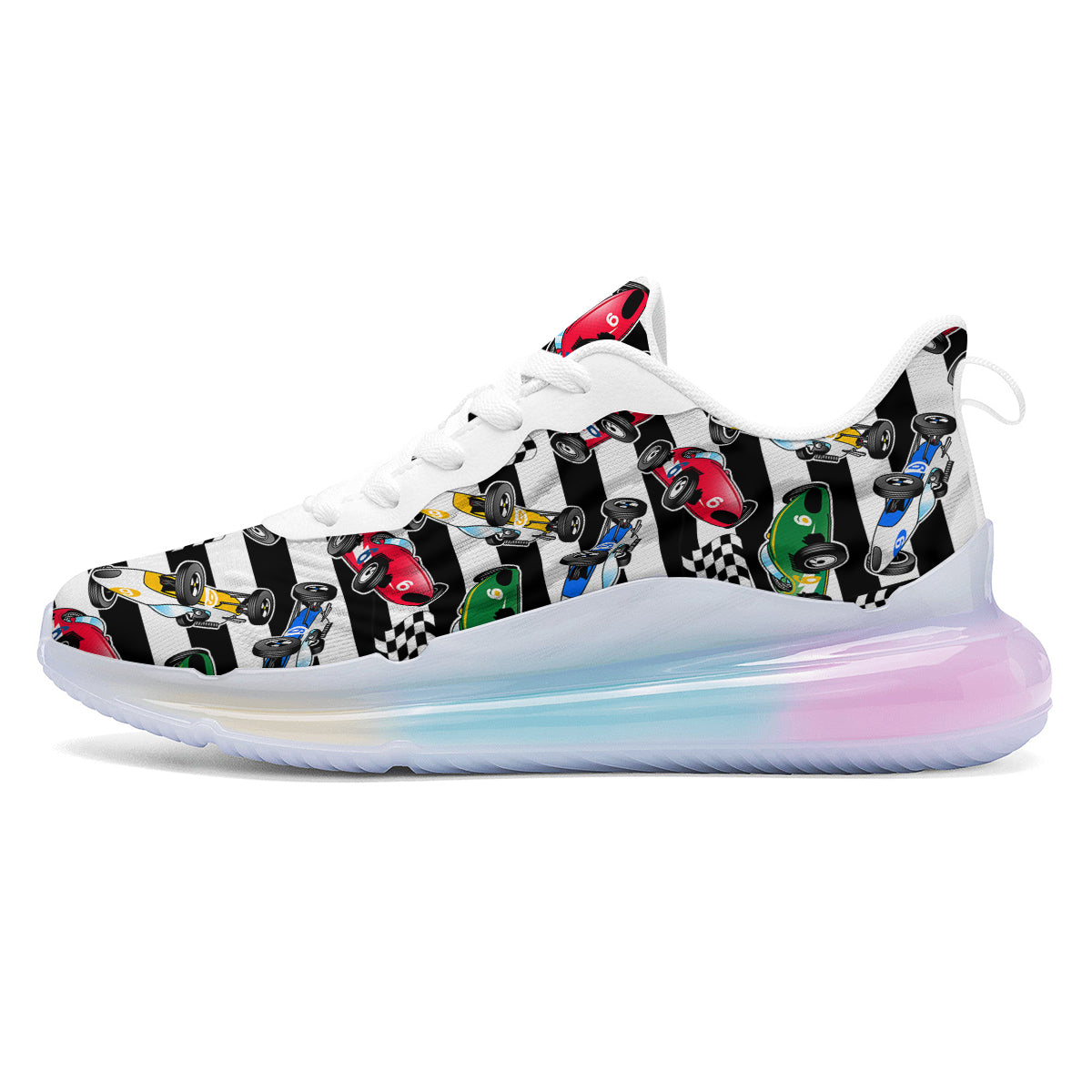 Stripes Racing Cars Print Pattern Running Sneakers-grizzshop