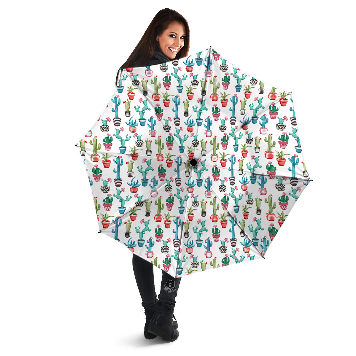 Succulent And Cute Cactus Print Umbrella-grizzshop