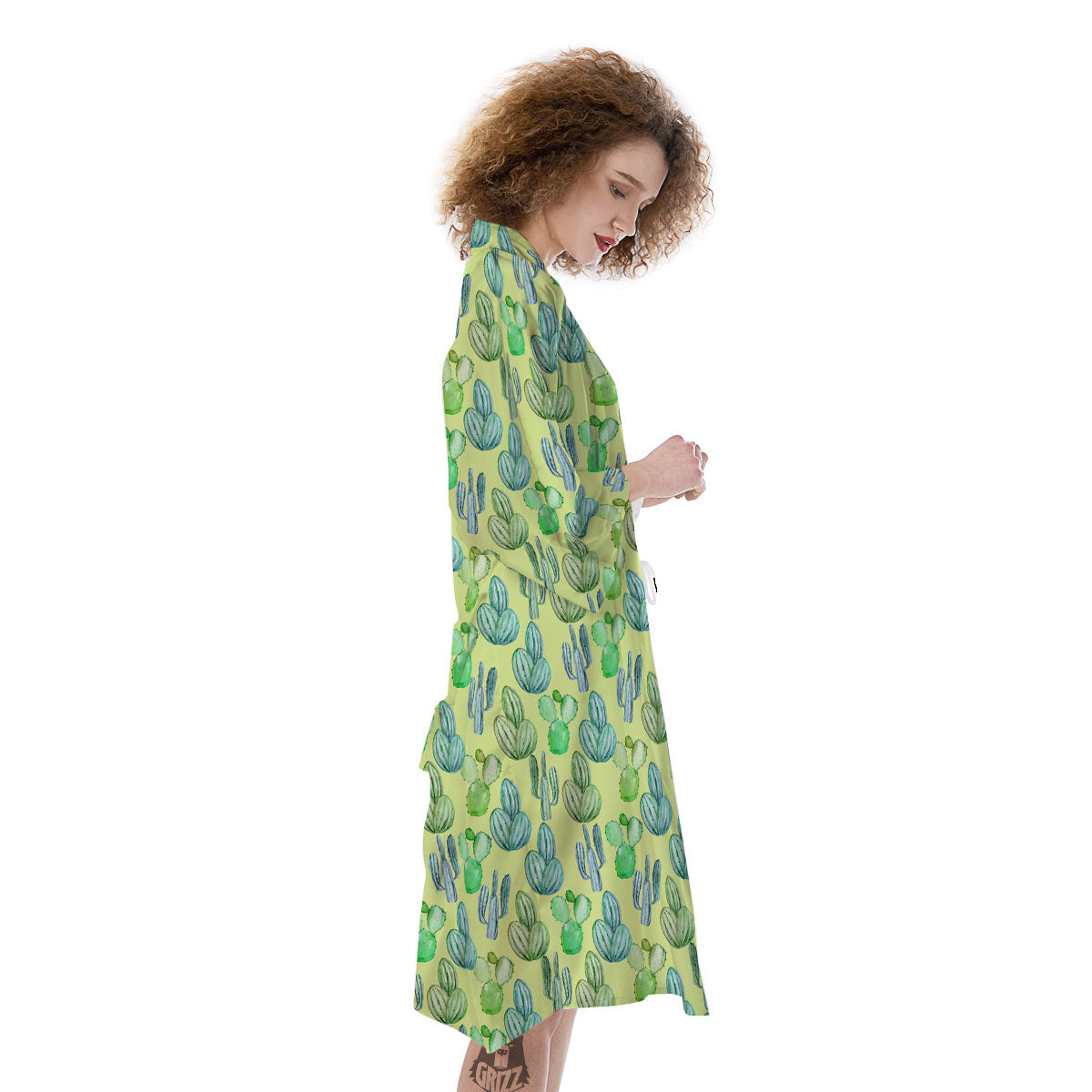 Succulent And Pastel Cactus Print Kimono-grizzshop