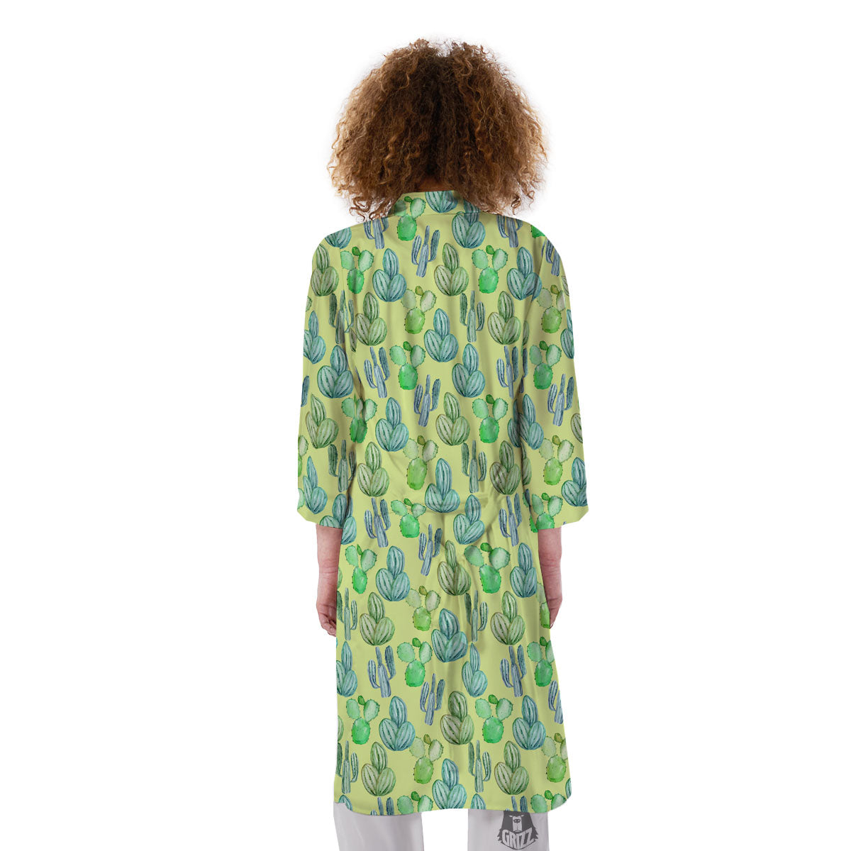 Succulent And Pastel Cactus Print Kimono-grizzshop