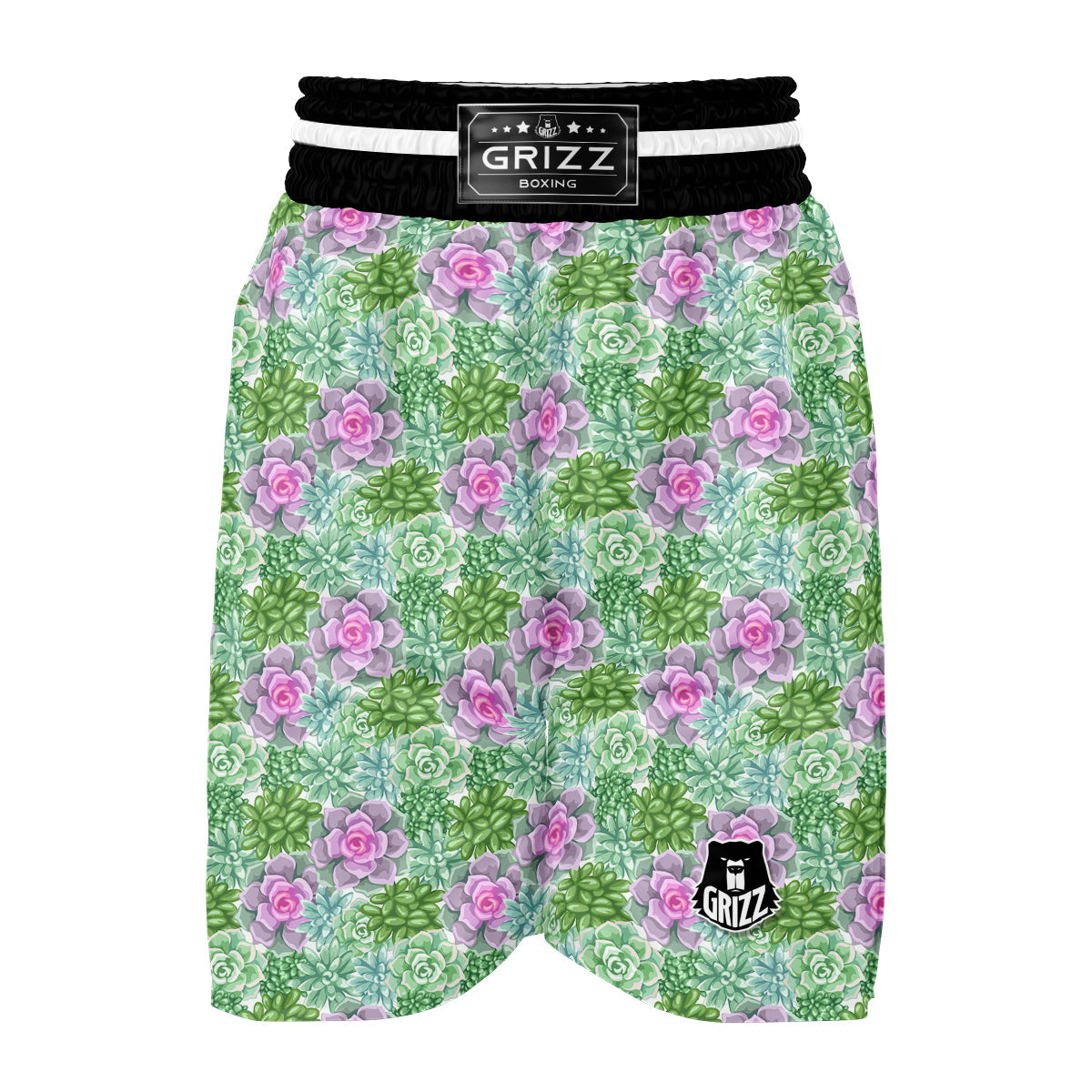 Succulent Pink And Green Print Pattern Boxing Shorts-grizzshop