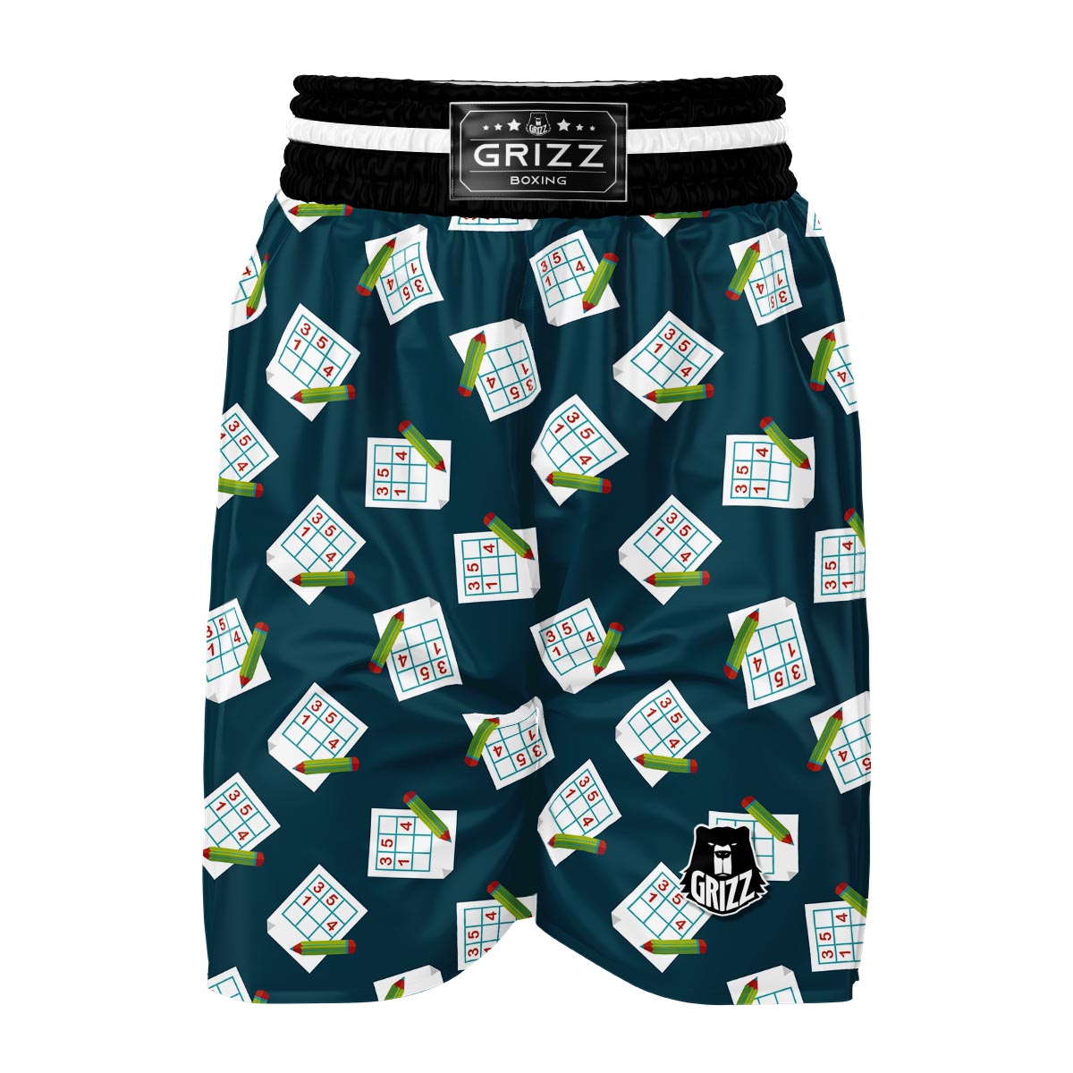 Sudoku Print Pattern Boxing Shorts-grizzshop