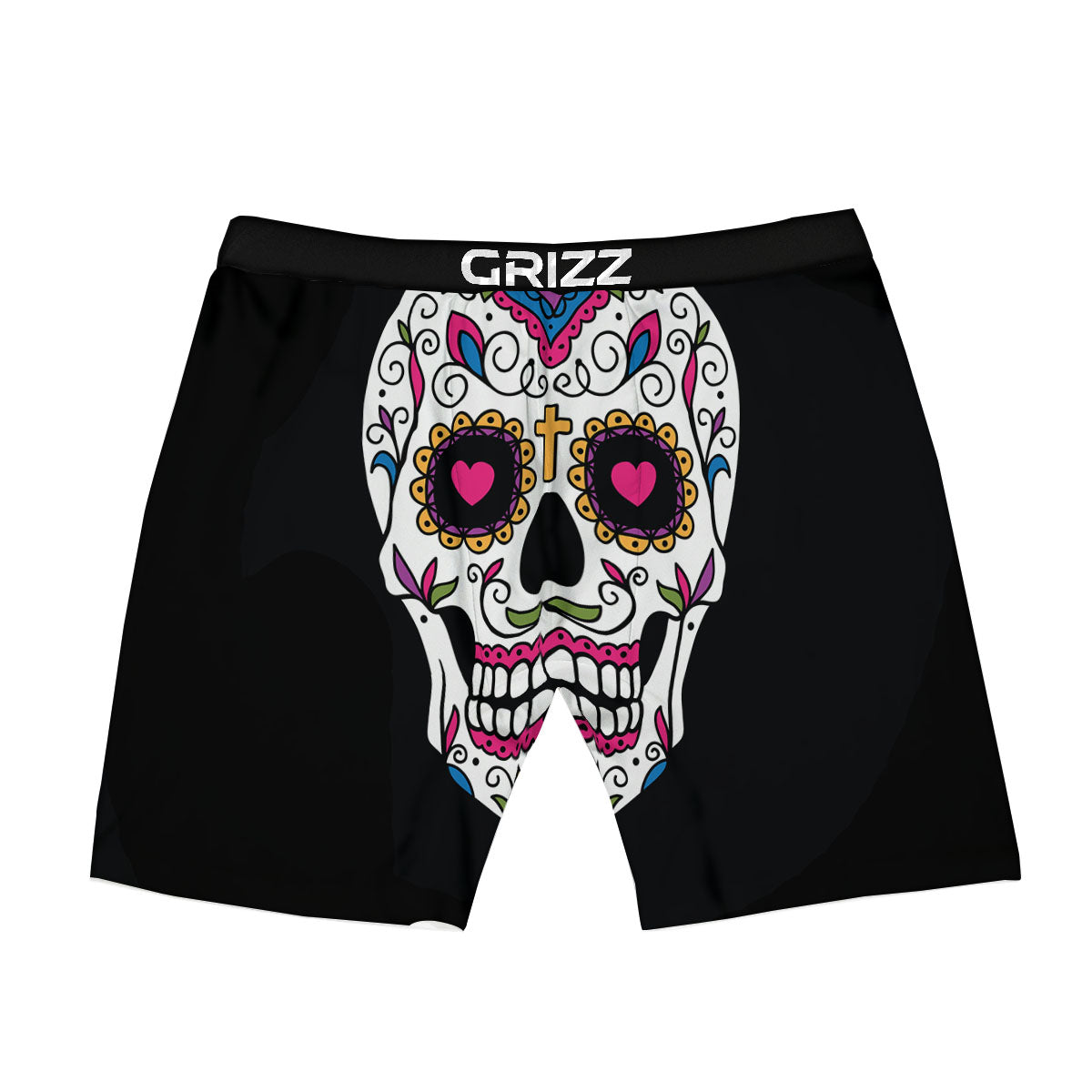 Sugar Skull Day Of The Dead Print Boxer Briefs-grizzshop
