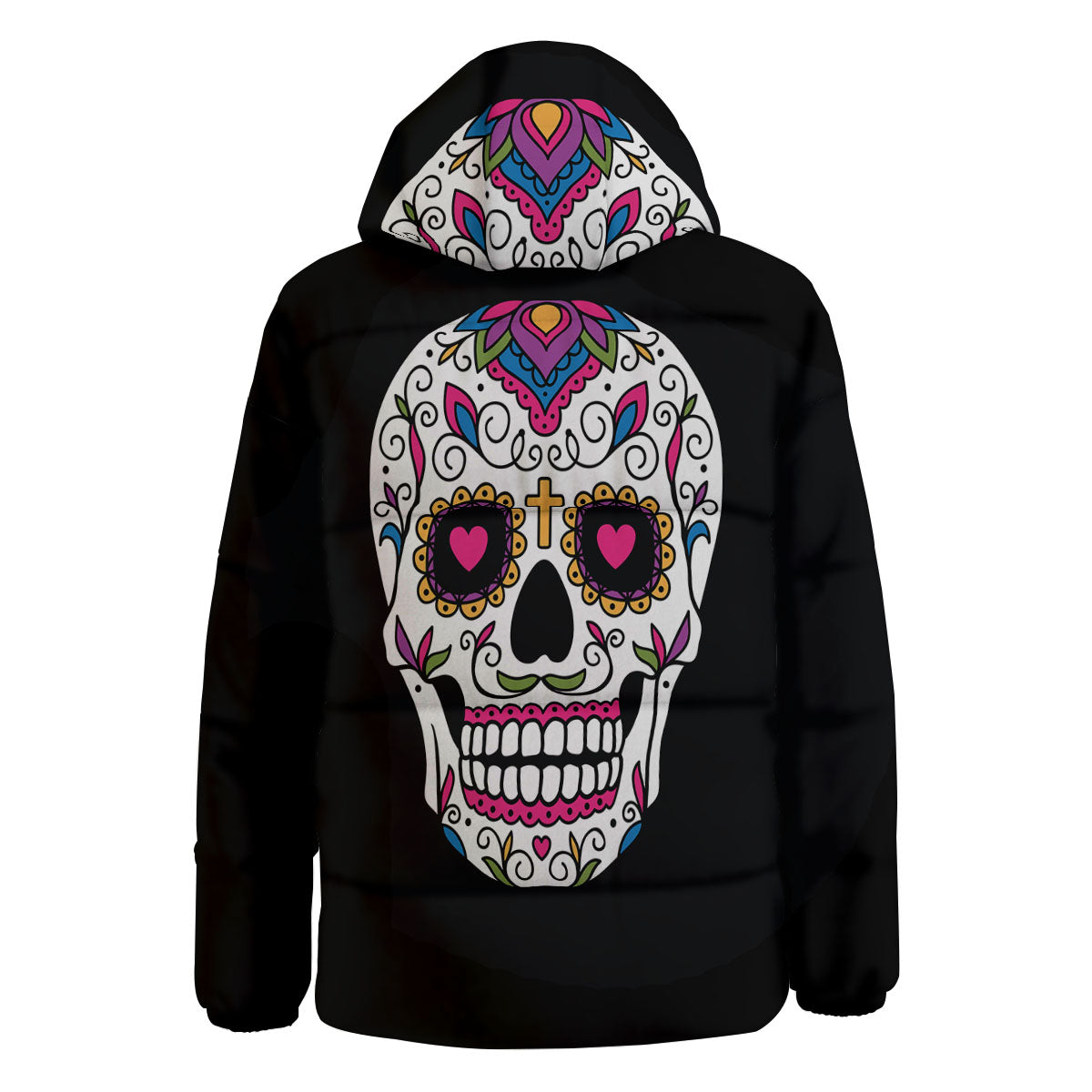 Sugar Skull Day Of The Dead Print Down Jacket-grizzshop