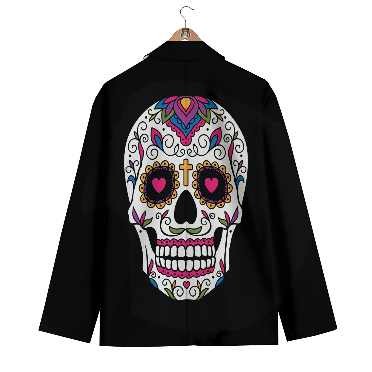 Sugar Skull Day Of The Dead Print Men's Blazer-grizzshop