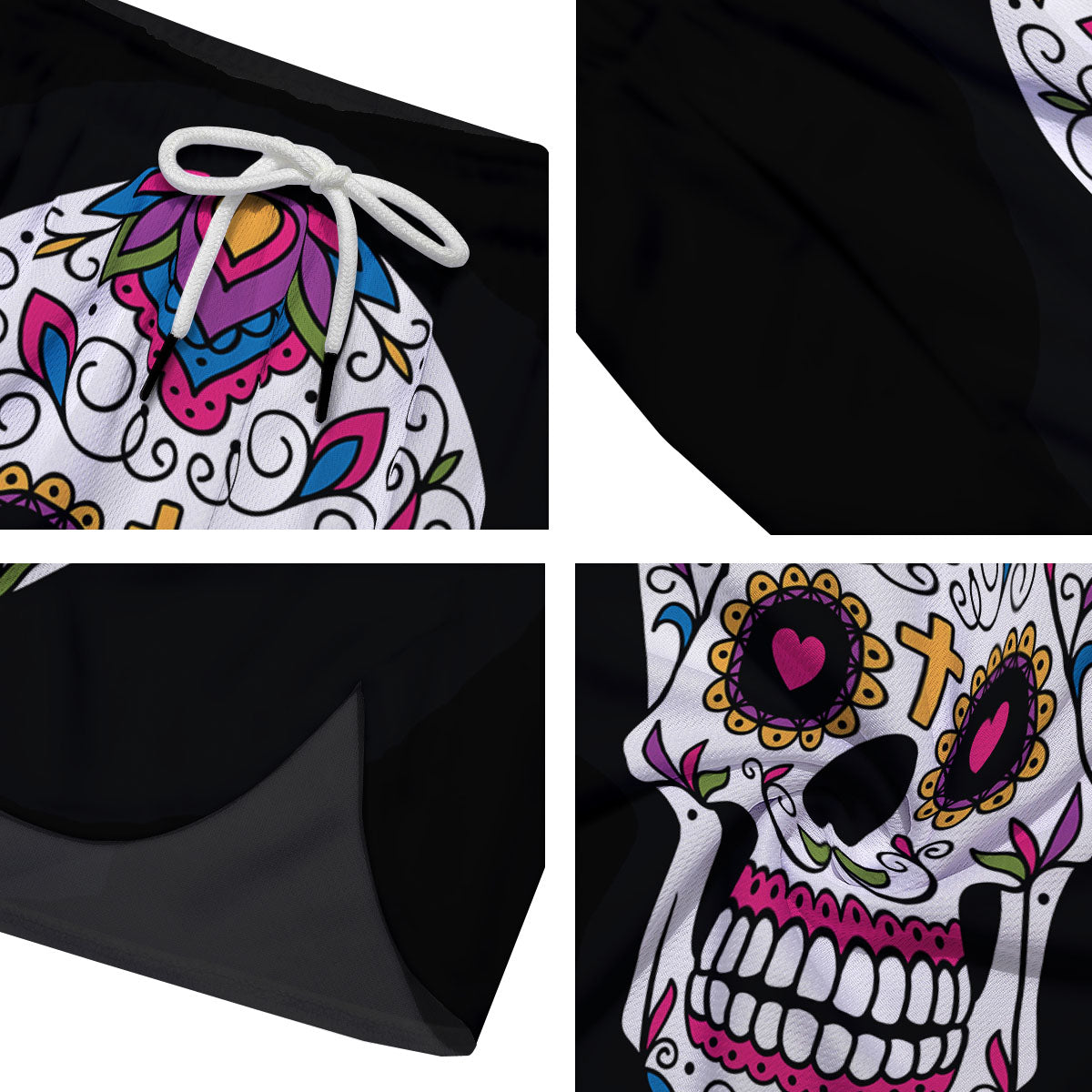 Sugar Skull Day Of The Dead Print Men's Running Shorts-grizzshop