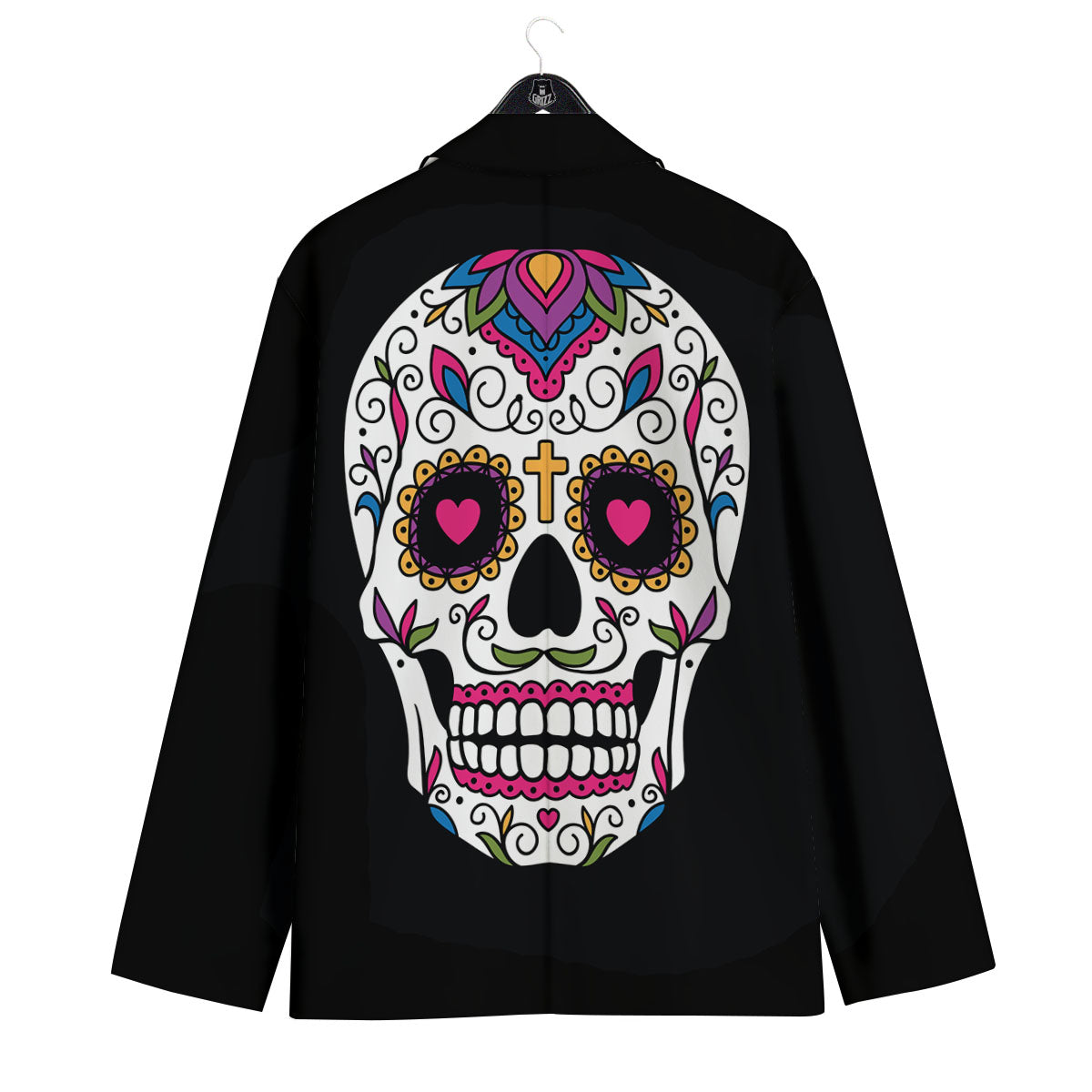 Sugar Skull Day Of The Dead Print Men's Sport Coat-grizzshop