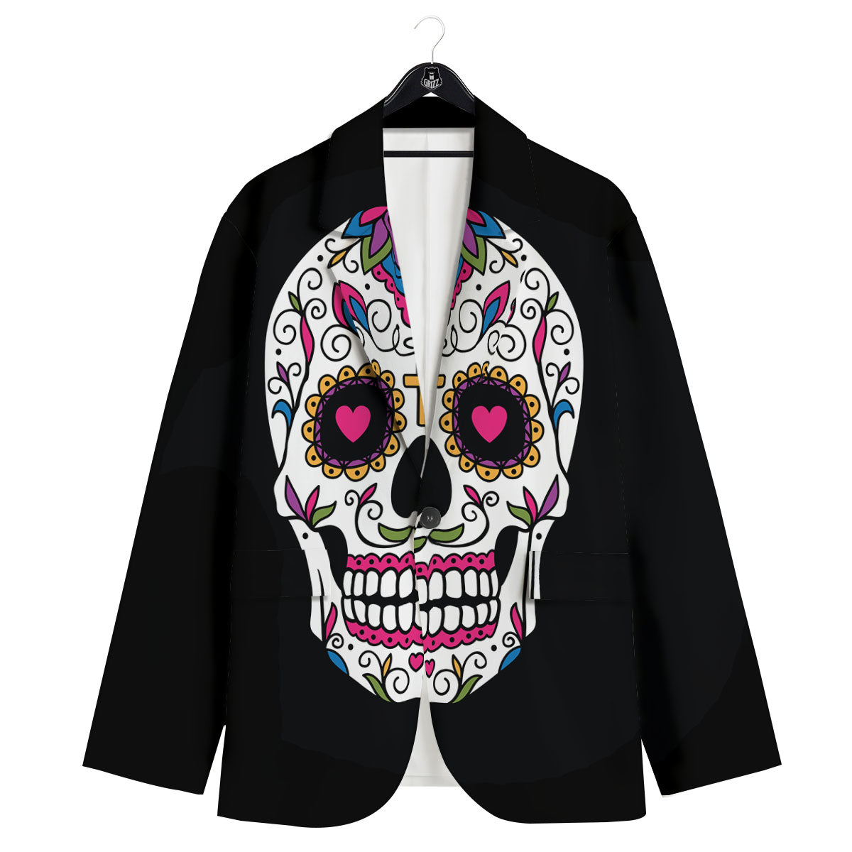Sugar Skull Day Of The Dead Print Men's Sport Coat-grizzshop