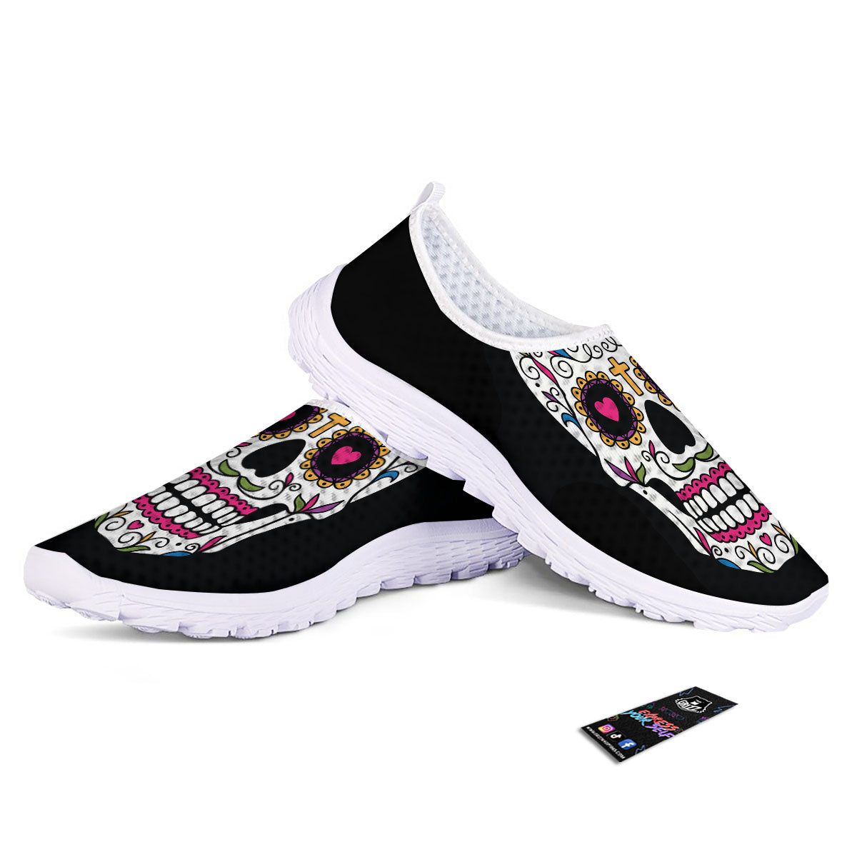 Sugar Skull Day Of The Dead Print Nurse Shoes-grizzshop
