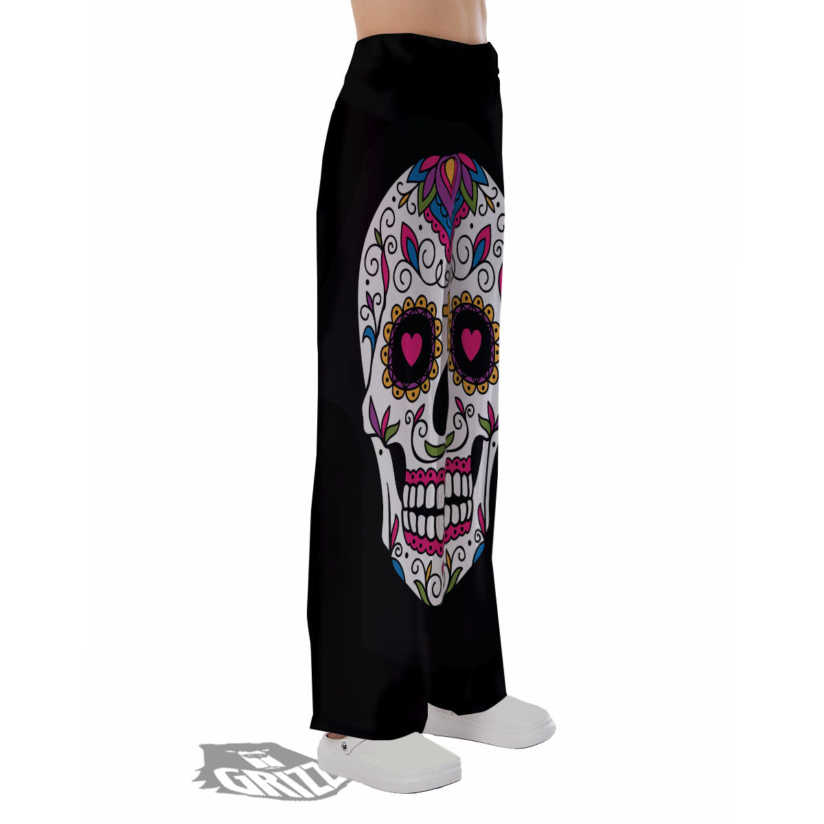 Sugar Skull Day Of The Dead Print Pajama Pants-grizzshop