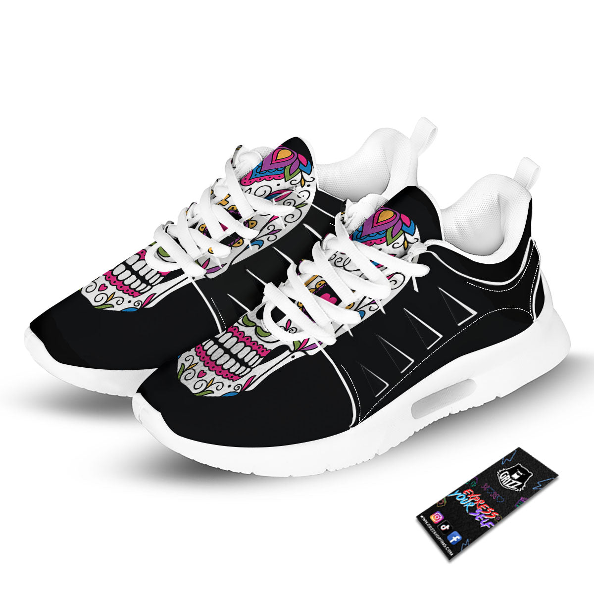 Sugar Skull Day Of The Dead Print Tennis Shoes-grizzshop