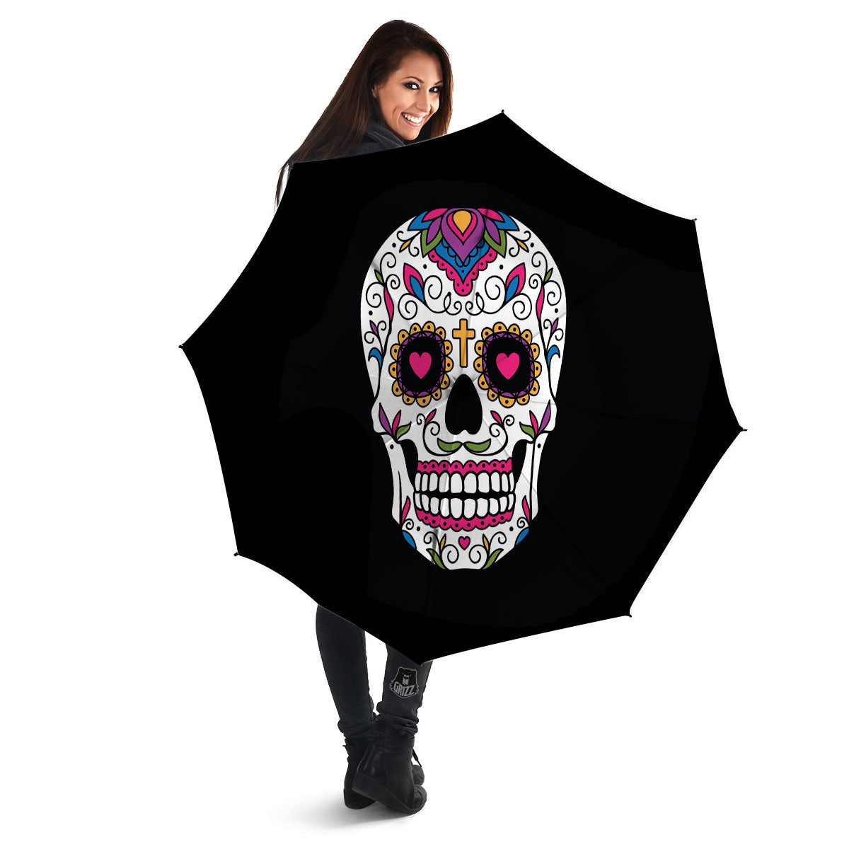 Sugar Skull Day Of The Dead Print Umbrella-grizzshop