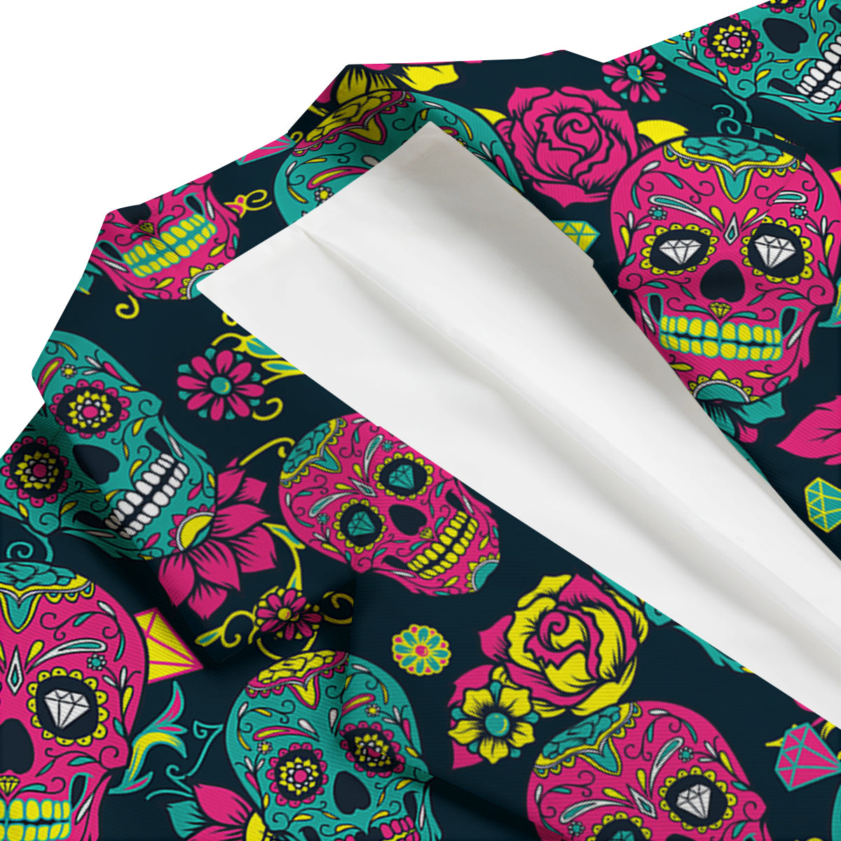 Sugar Skull Girly Skeleton Floral Pattern Print Men's Blazer-grizzshop