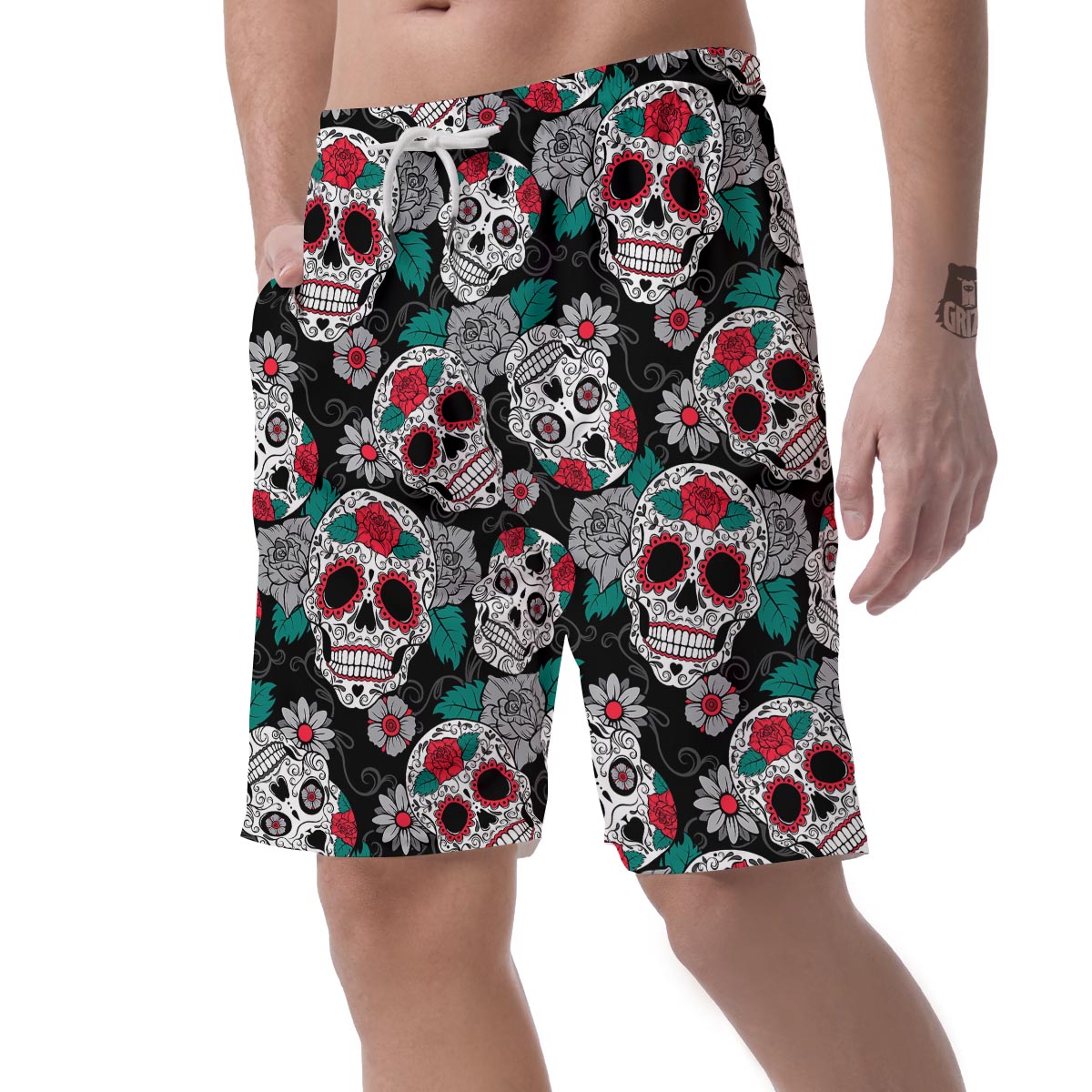 Sugar Skull Men's Shorts-grizzshop