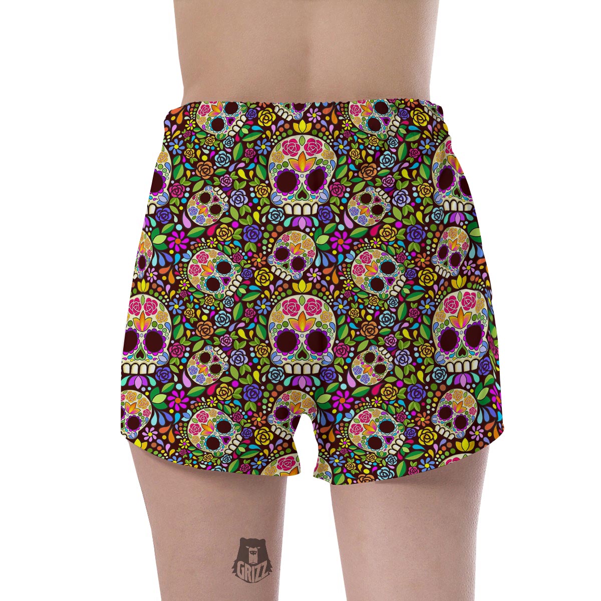 Sugar Skull Mexican Floral Women's Shorts-grizzshop
