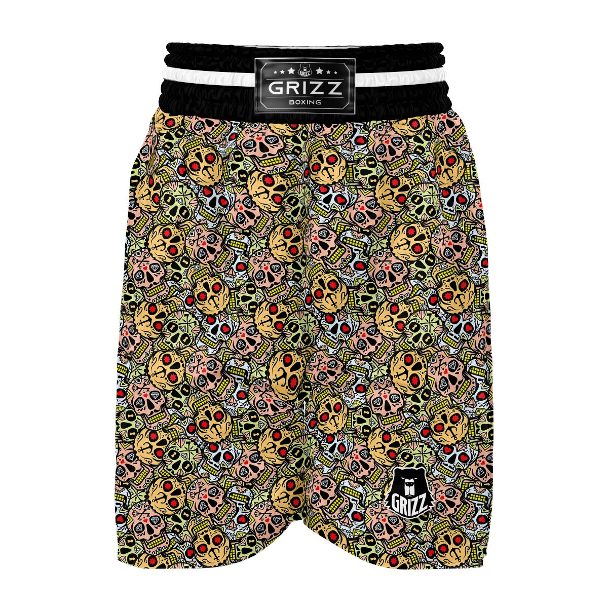 Sugar Skull Pattern Pirnt Boxing Shorts-grizzshop