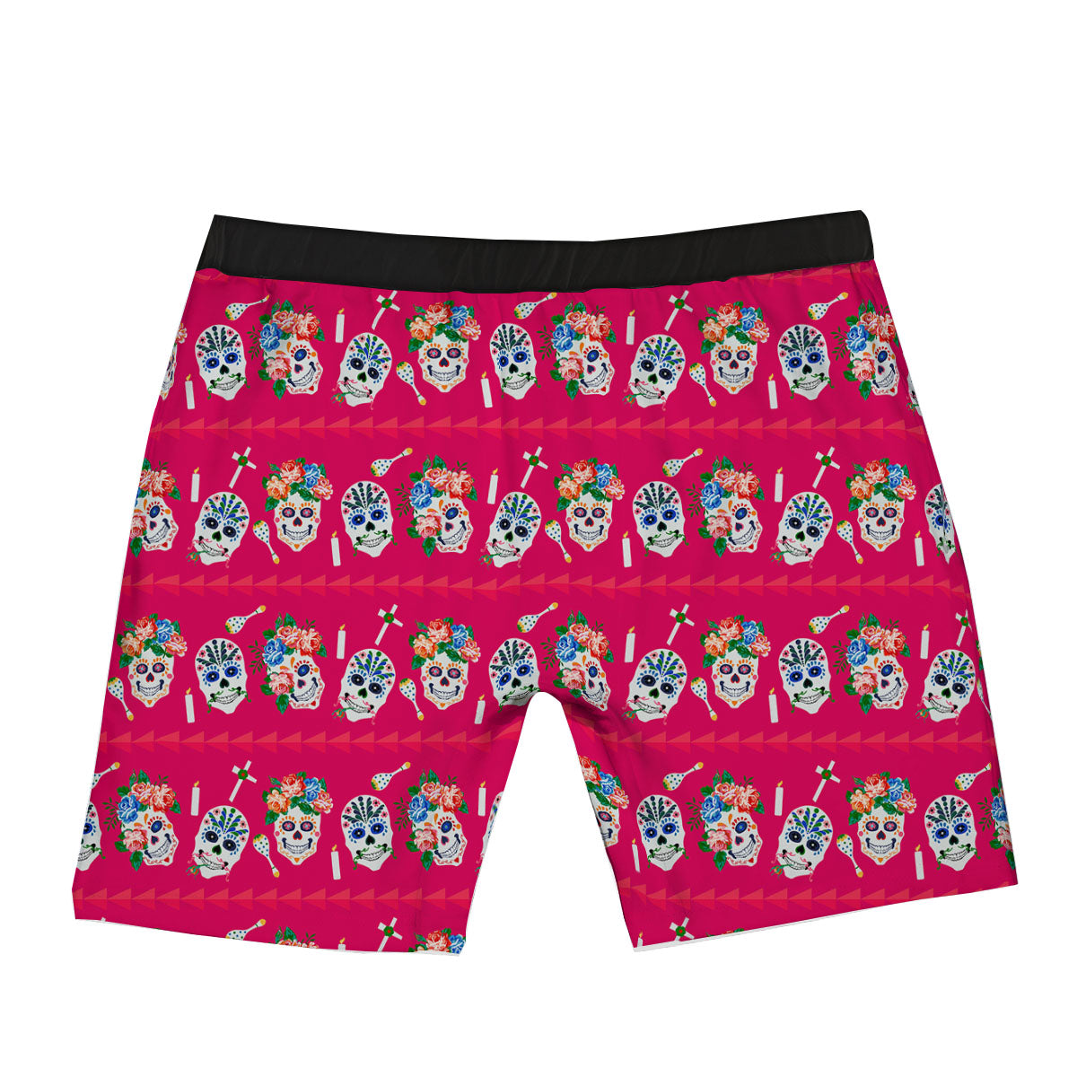 Sugar Skull Pink Print Pattern Boxer Briefs-grizzshop
