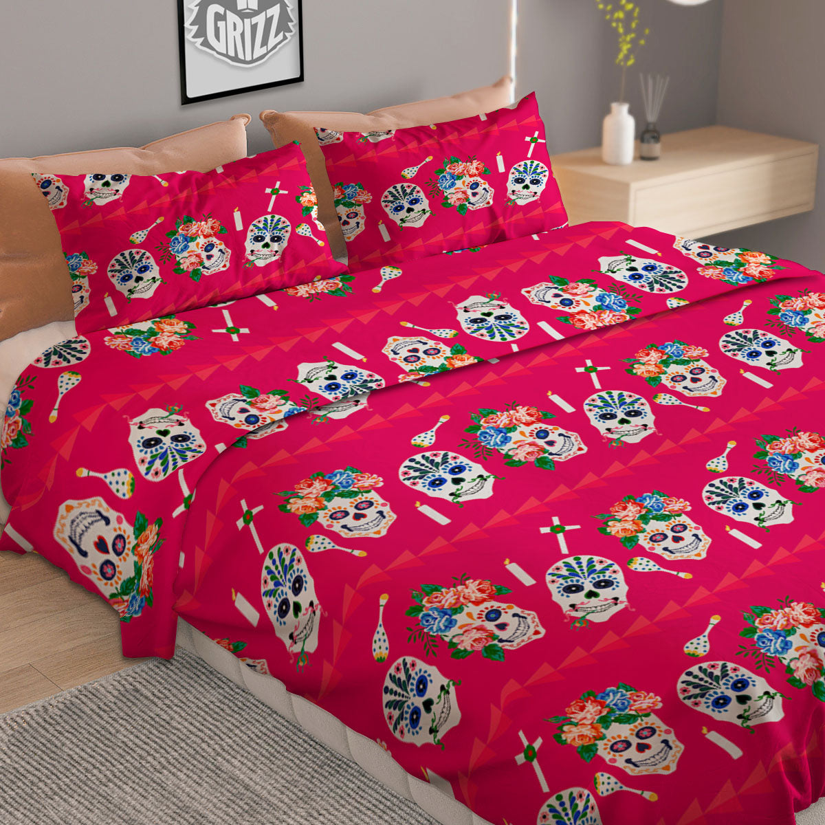Symbol Viking Valhalla Print Duvet Cover Bedding Set