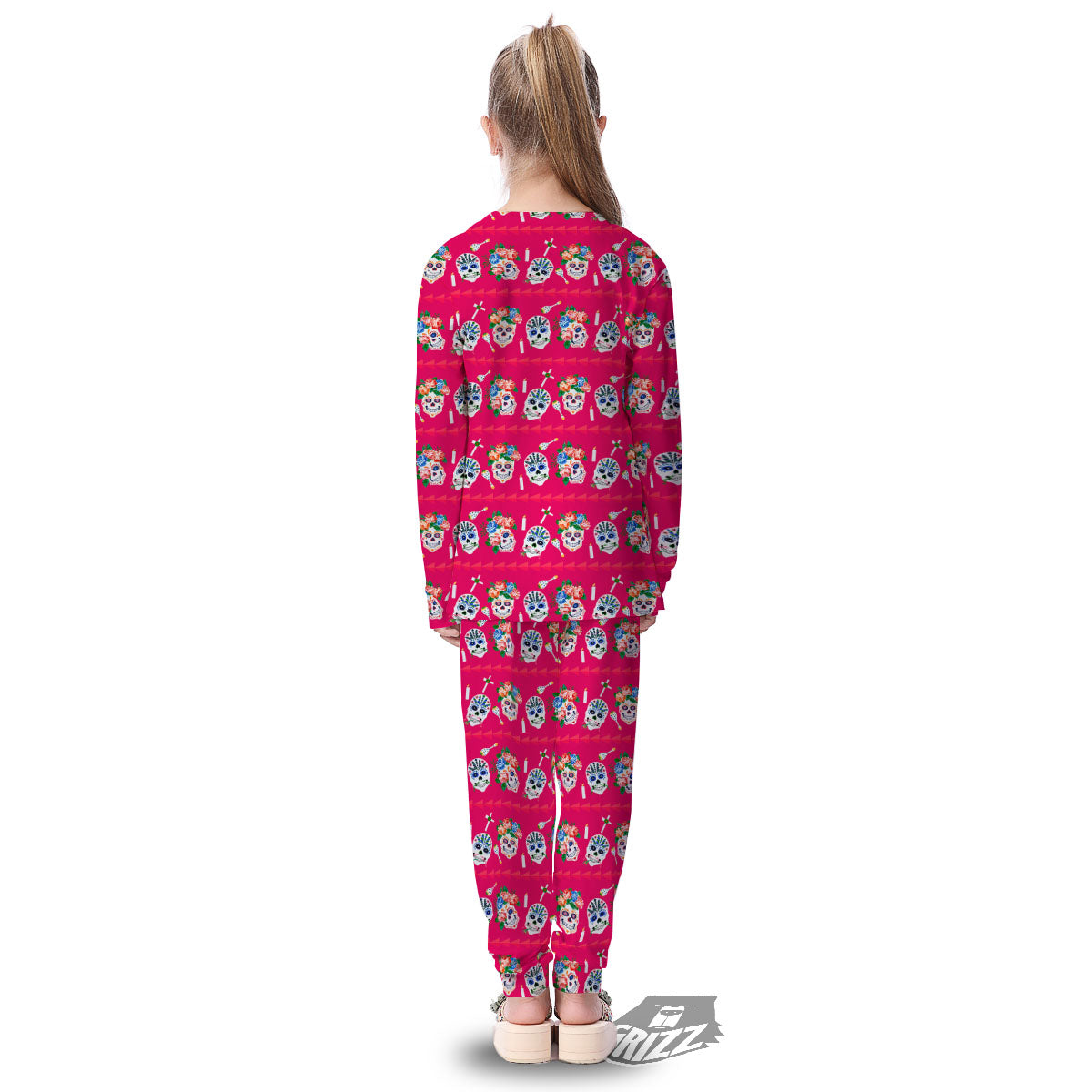 Sugar Skull Pink Print Pattern Kid's Pajamas-grizzshop