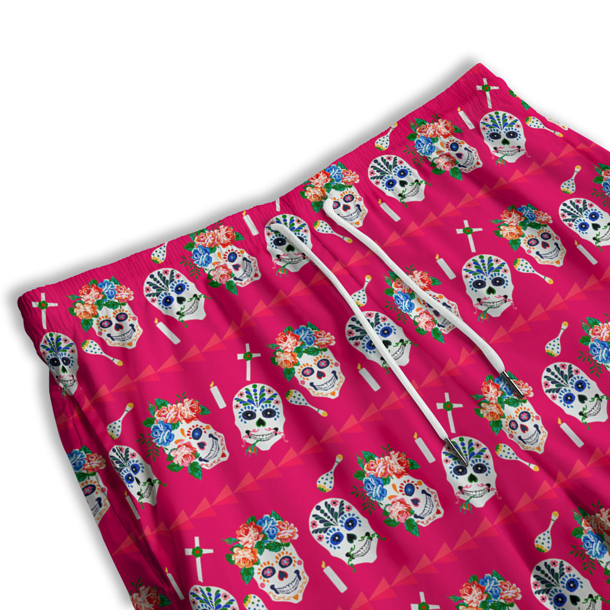 Sugar Skull Pink Print Pattern Men's Athletic Shorts