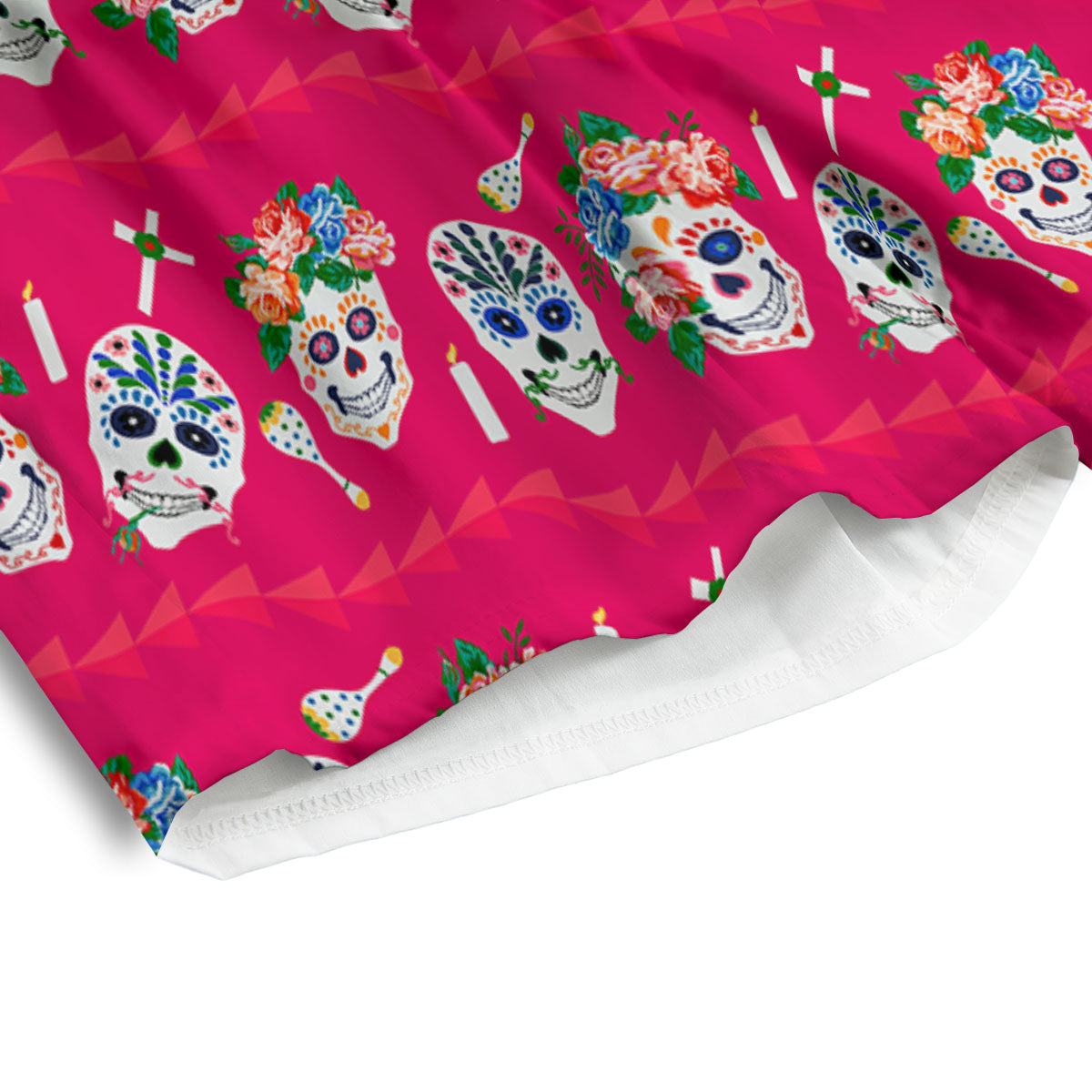 Sugar Skull Pink Print Pattern Men's Athletic Shorts